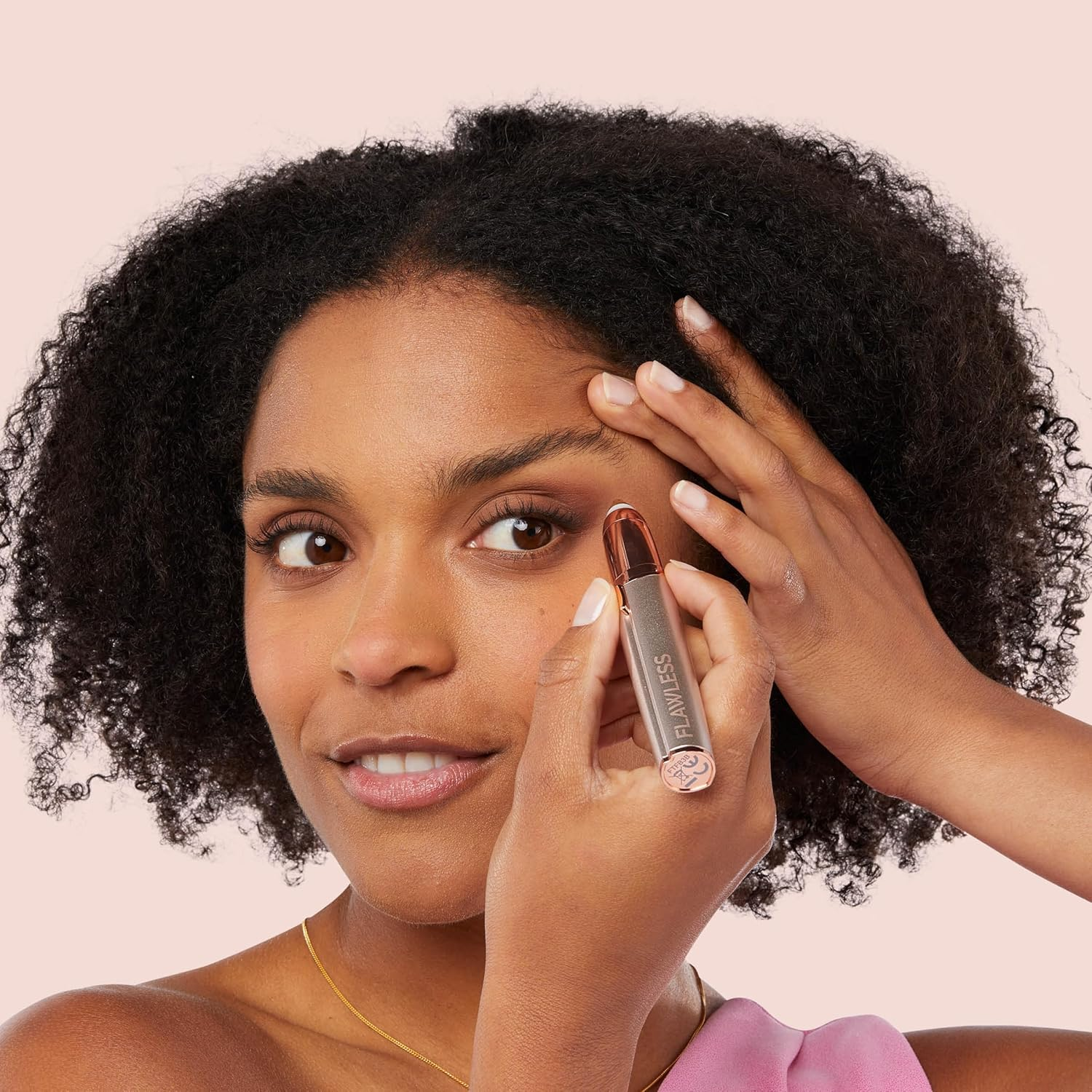 Finishing Touch Flawless Eyebrow Hair Trimmer - Brows (Battery) Generation 2 - Dermatologist Approved - No Redness, Nicks, or Cuts - 18K Gold-Plated Head - Built-In LED Light - Hair Removal - Blush. image number 2