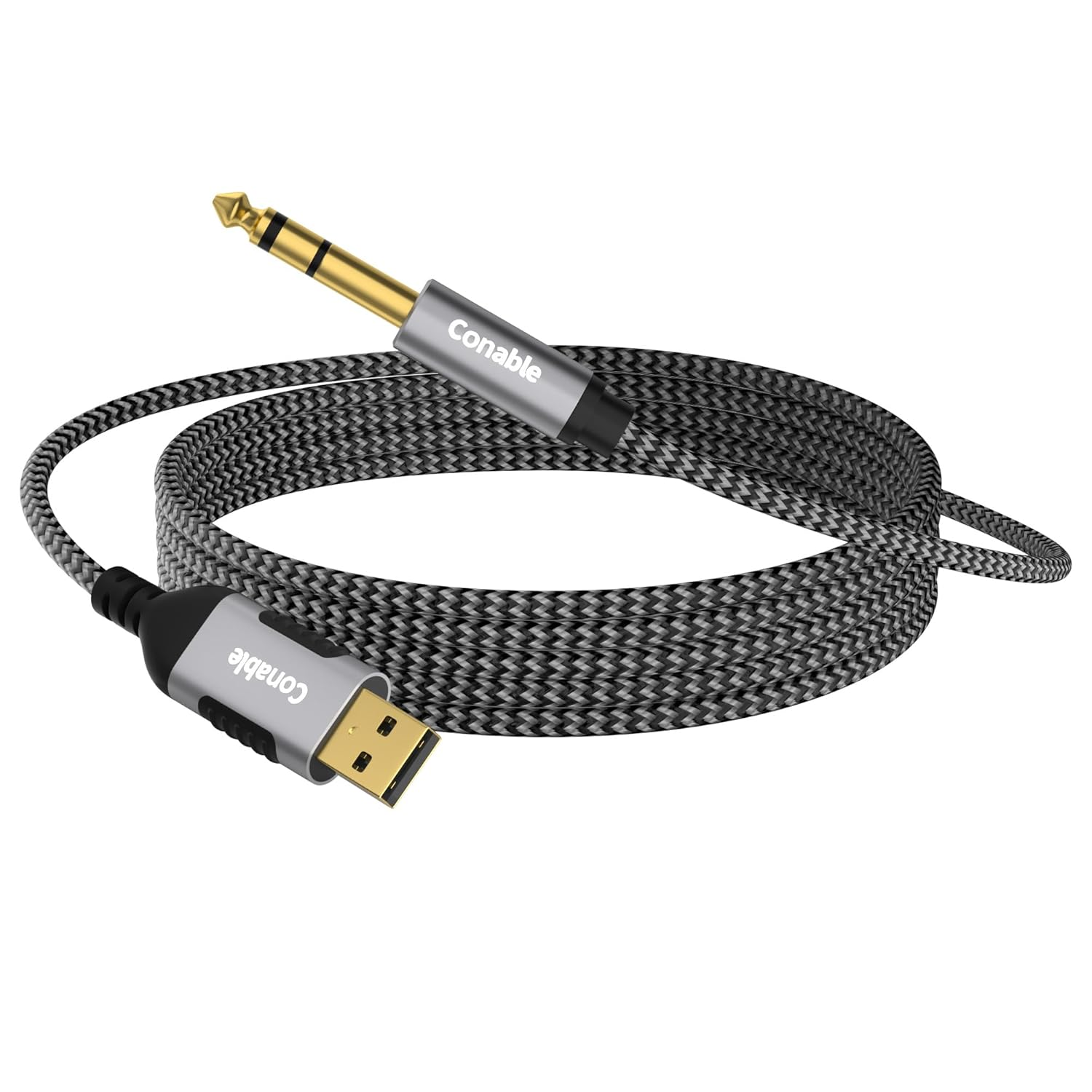 USB to 6.35Mm TRS Stereo Audio Cable 4 FT, USB-A to 1/4" Audio Adapter Aux Jack Stereo Cord, Gold-Plated Connector, Nylon Braided Jacket, DAC Chip, for Laptop, Amplifier, Mixer, Home Theater, Speaker image number 5