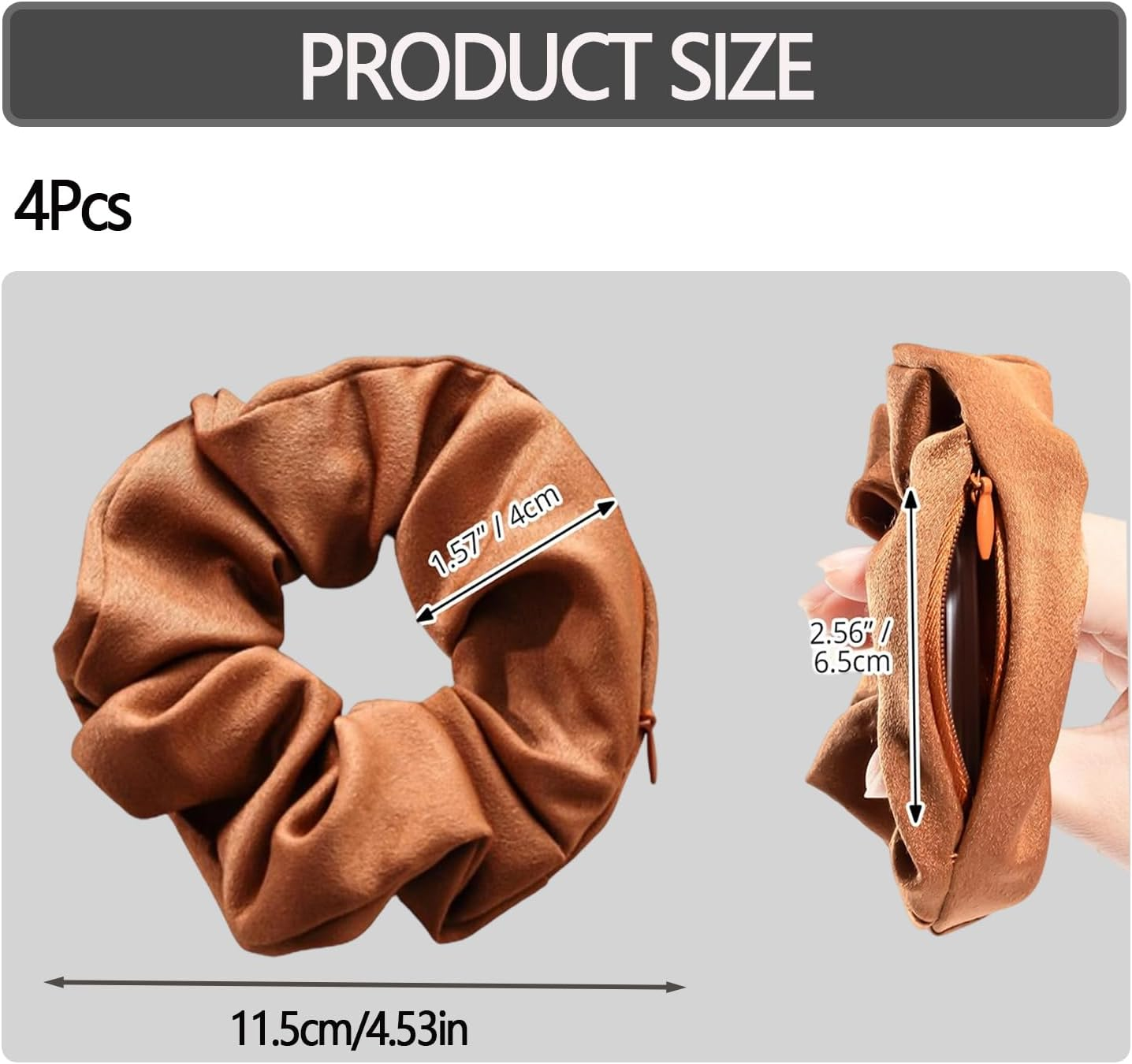 Pack of 4 Scrunchies, Women'S Elastic Hair Bobbles without Marks, Scrunchies Hair Scrunchies Elastic Hair Bands for Girls and Women (Many Colours) image number 6