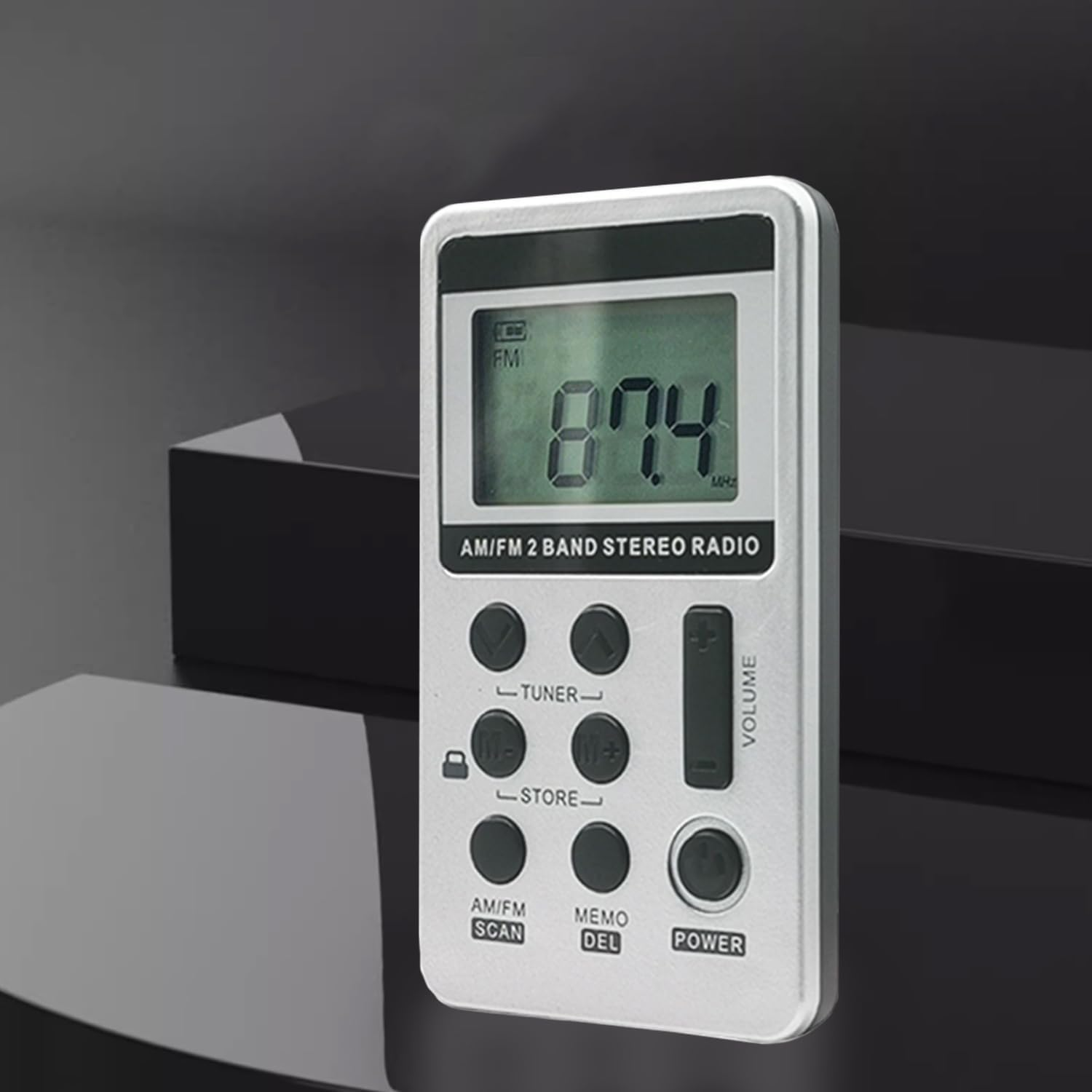 Yotsuba AM FM Radio, Portable Radio Pocket Receiver with Digital LCD, Stereo Earphone, USB Charging Cable (Silver) image number 4