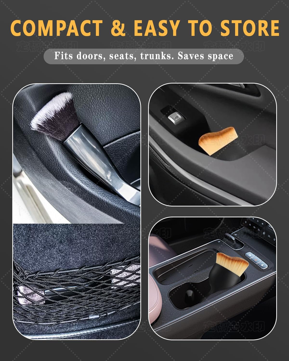 3 PCS Automotive Interior Detail Kit - 2 Curved Soft Bristle Brushes & 1 Double Head 2-In-1 Duster | Scratch-Free Dusting for Dashboard, Vents, Hard-To-Reach Areas | Fits All Vehicles | Durable image number 5