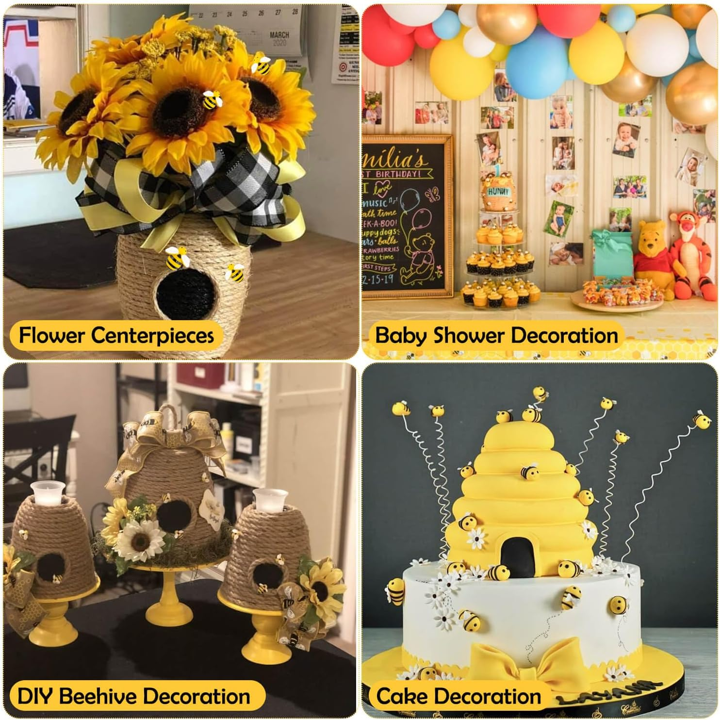 Tidponra 120PCS Bumble Bee D&eacute;cor, Resin Honey Bees for Crafts, Small Plastic Bees Ornaments for Decorations image number 2