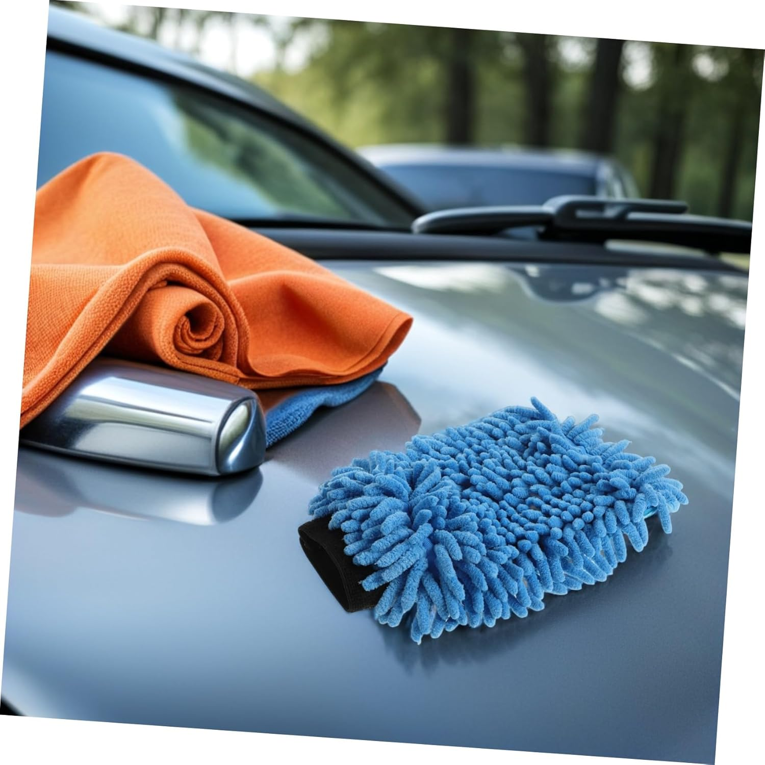 4Pcs Chenille Microfiber Car Wash Gloves Single-Sided Wash Mitts for Automotive and Boat Detailing, Absorbent Plush Cleaning Mitts for Vehicle Exterior Care Random Color image number 1