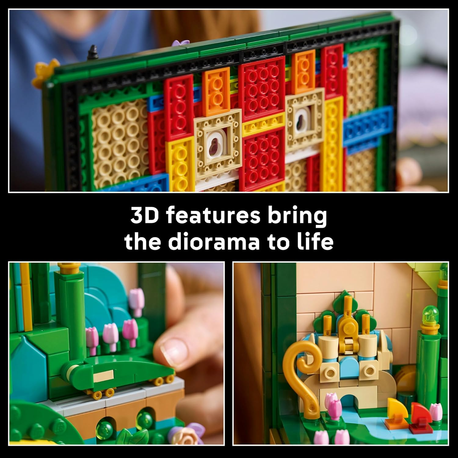 LEGO&reg; Wicked Emerald City Wall Art 75685 Aesthetic Room Decor, Adventure Toy for Adults with 6 Minifigures Including Elphaba, Glinda, Dorothy Gale, Cowardly Lion, Scarecrow and Tin Man image number 4