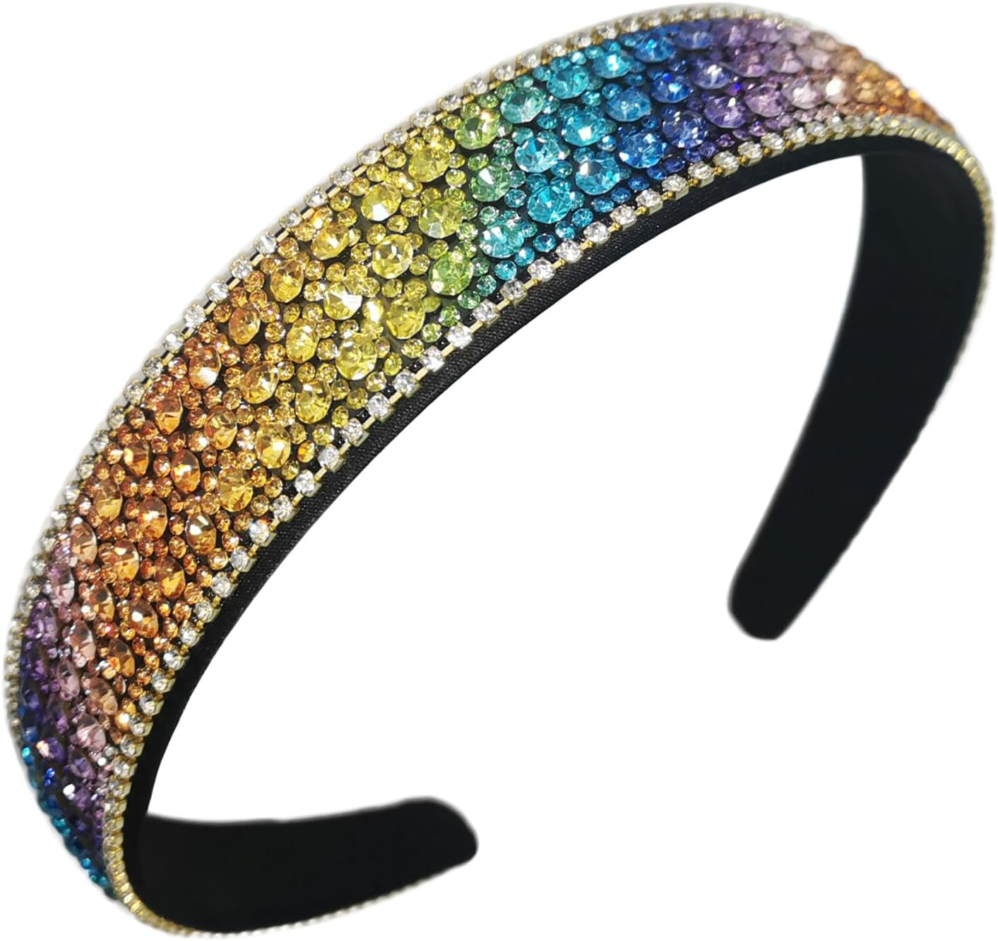 TRADERPLUS Sparkly Rhinestone Headband Glitter Crystal Embellished Hairbands Jewelry Chain Wide Hairband Handmade Gorgeous Hair Accessories for Birthday Party (Multicolor, One Size)