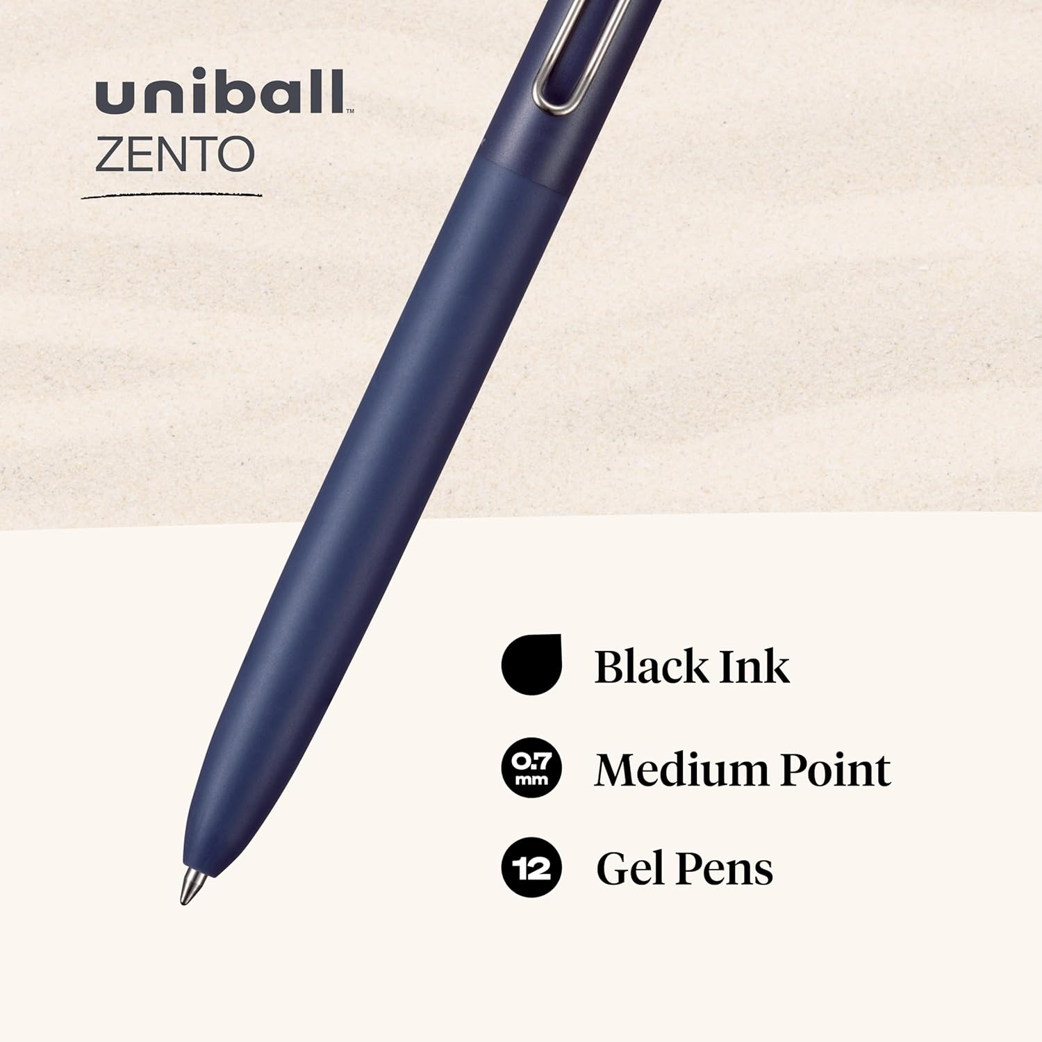 Uni-Ball Zento Gel Ink Rollerball Pens, 4 Black Medium Point Smooth Writing Pens, Colored Japanese Pens, Muted Colors image number 4