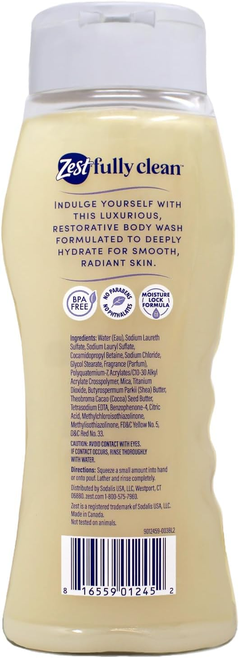 Zest Body Wash, Cocoa Butter 530Ml image number 2