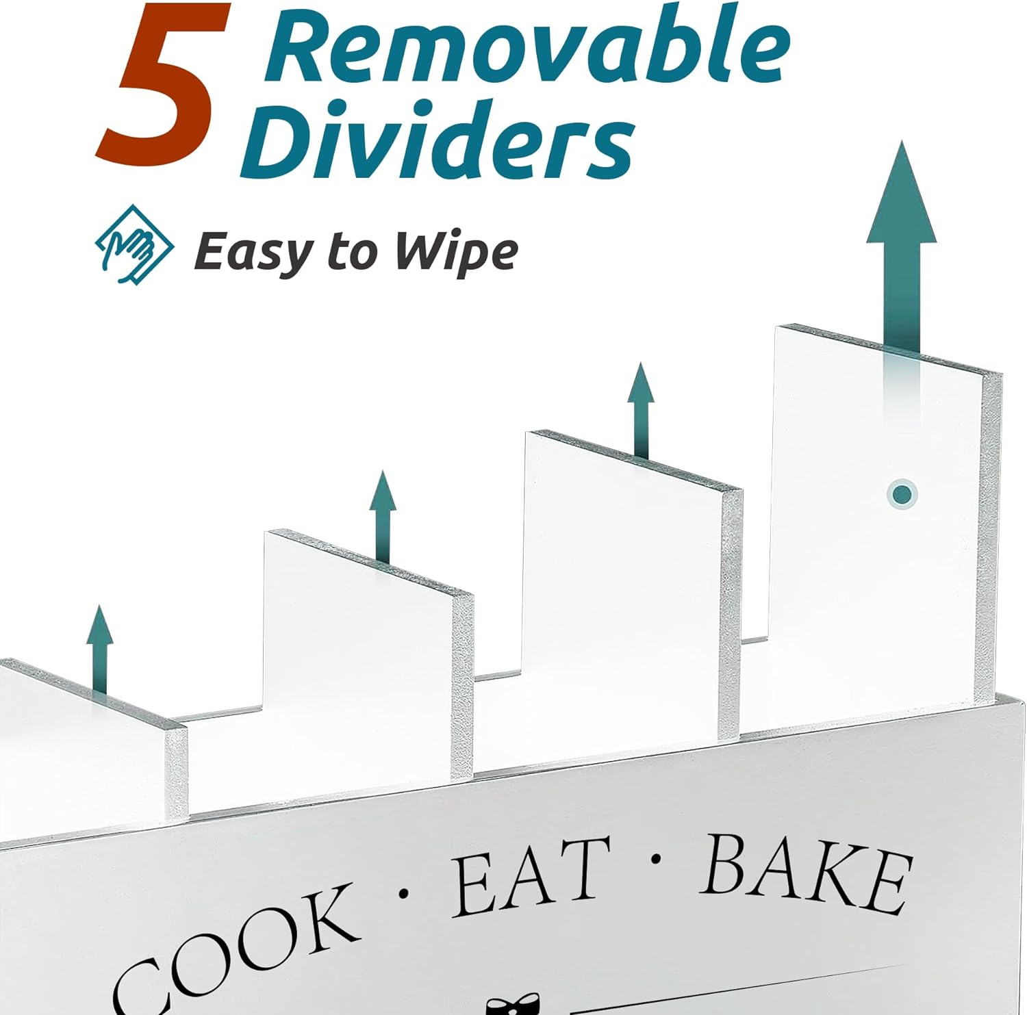 Suli Extra Large Kitchen Utensils Holder with 4 Compartments, Wooden Utensil Organizer for Countertop, Farmhouse Kitchen Decor, Rustic Cooking Utensil - White image number 3