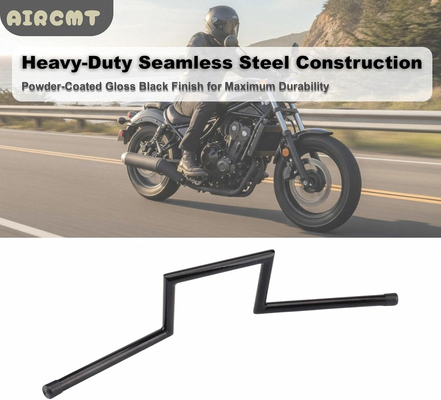 7/8'' 22Mm Motorcycle Z Drag Bar Handlebar for Honda Suzuki Yamaha Kawasaki Harley Chopper Cruisers Bobber Custom (Height 6'') image number 6