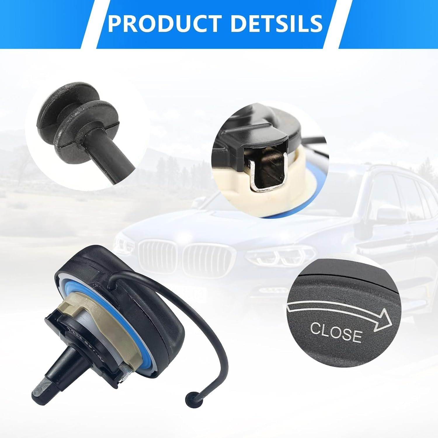 Fuel Tank Gas Cap Compatible with BMW & Mini BMW, Fuel Gas Tank Filler Cap 16117222391, 16117193372, with Tight Seal and Easy Twist-Off image number 5