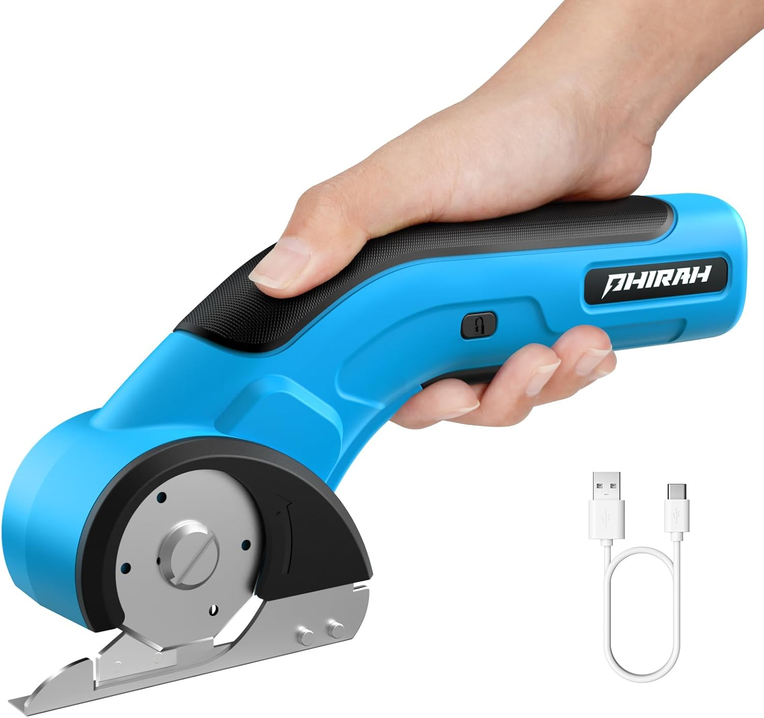 PHIRAH Cordless Cardboard Cutter, 4V Electric Scissors for Carpet and Leather, Box Cutter Tool with Safety Trigger, Powerful Rotary Cutter for Cutting Carpet, Cardboard, Leather, Paper, Plastic