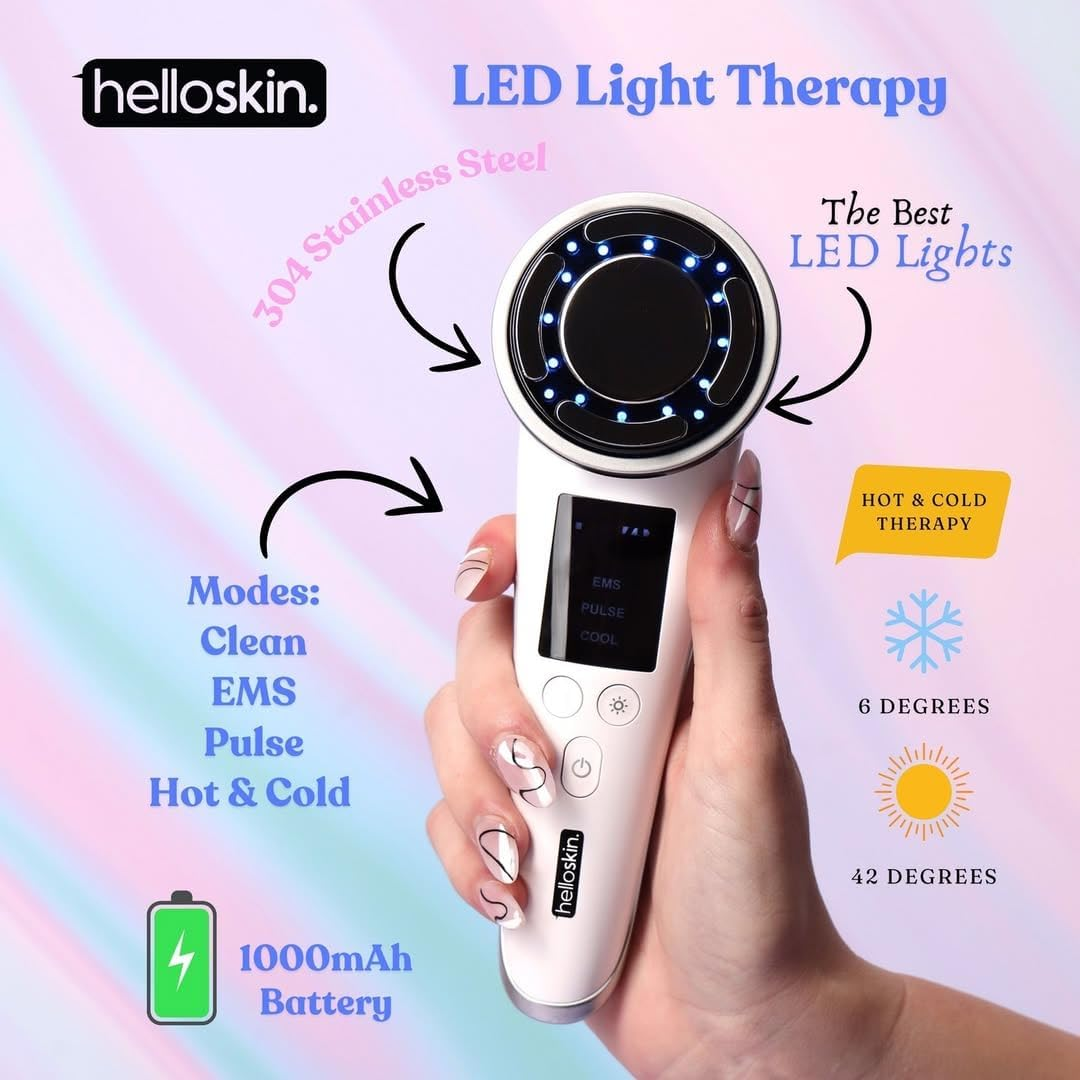 Helloskin Hot/Cold Face Massager & LED Light Therapy Handset V3.0 | Anti-Aging, Acne Treatment, Deep Cleansing, Redness Reduction, EMS Facial Toning, Skin Firming & Tightening (Skin Care Tool) image number 1
