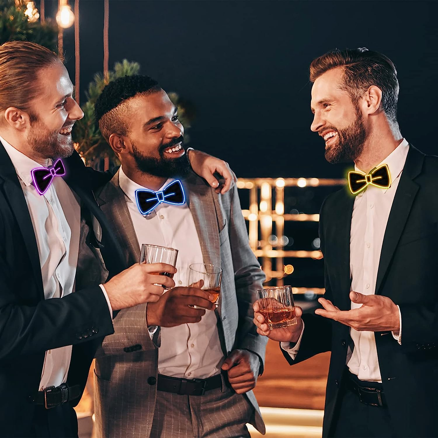 Jeyiour 8 Pcs Light up Bow Tie LED Bowtie LED Glow in the Dark Bow Tie for Men Funny Party Clothes Neon Costume Accessories for Rave Show, Novelty Glow Outfits, Neon (Blue, Green, Red, Yellow, Etc.) image number 3