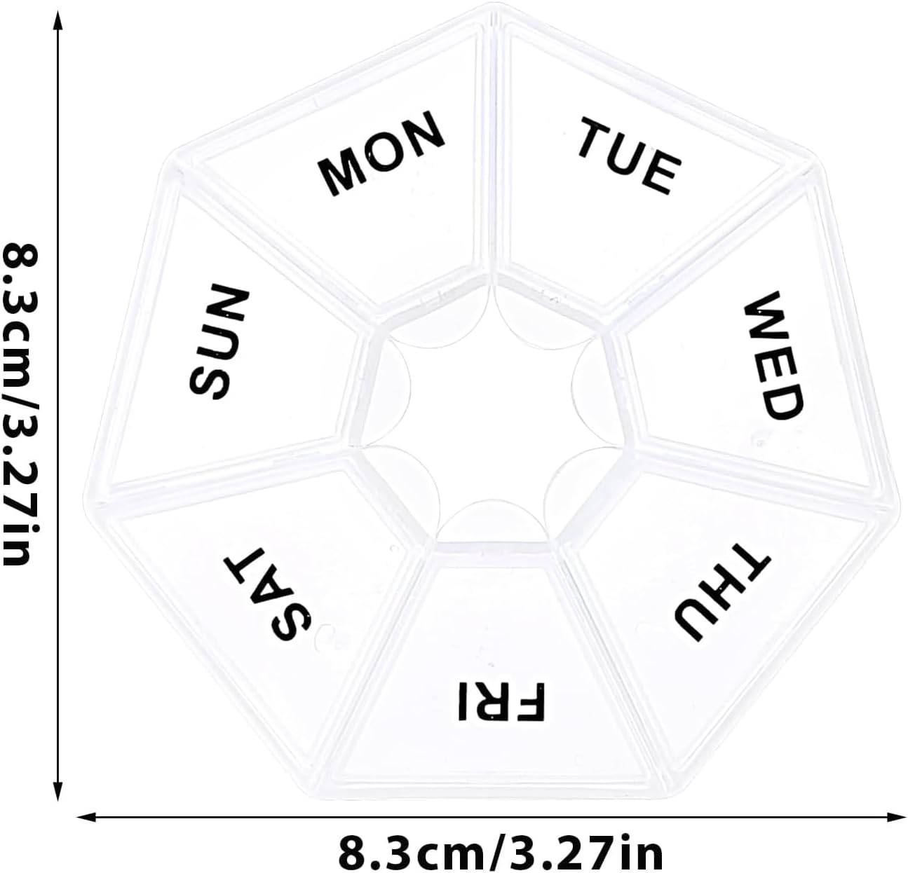 Weekly Pill Organizer, Portable Pill Organizers, with 7 Compartments, Travel Pill Case, for Vitamin, Medicine, Fish Oil, Supplements (Transparent) image number 2