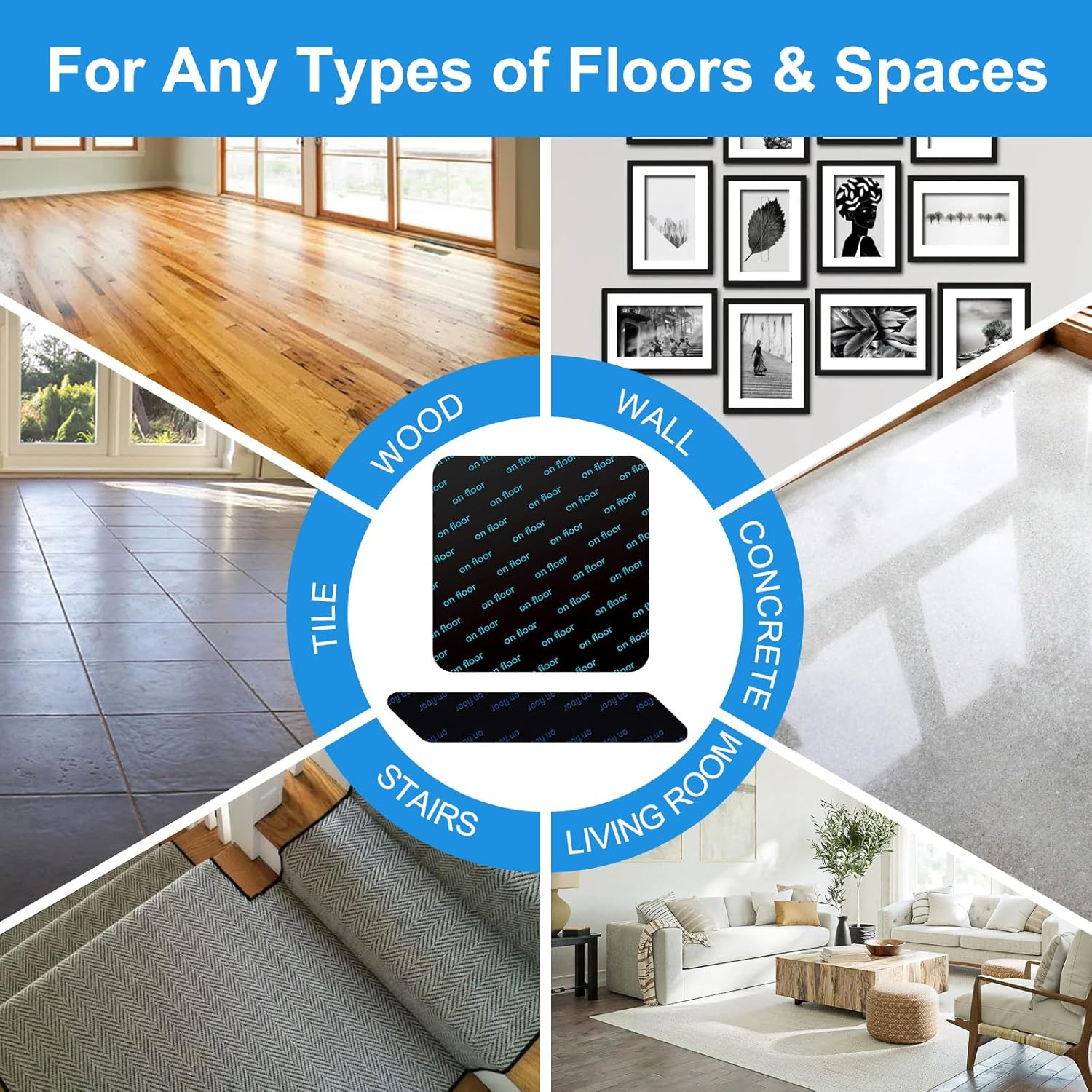 Rug Gripper 12 Pcs - Non Slip Carpet Tape for Hardwood Floors, Reusable Washable Double-Sided Adhesive, Anti-Curling Rug Pad (Black) image number 2