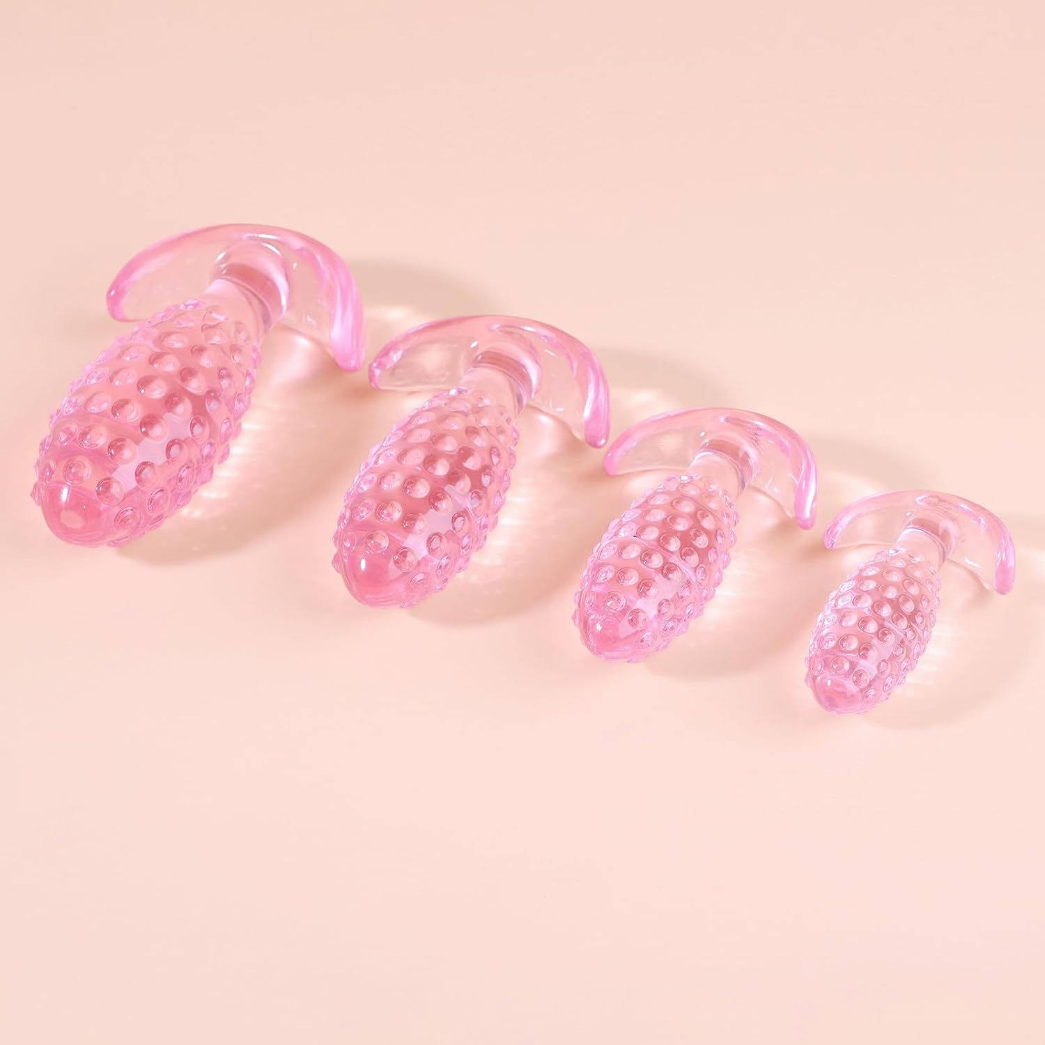 4PCS Pineapple Anal Plugs Anal Training Set Anus Dilator Kit Pink Buttplug Prostate Male Butt Plug with Handle Analtoy Plug Beginner image number 3