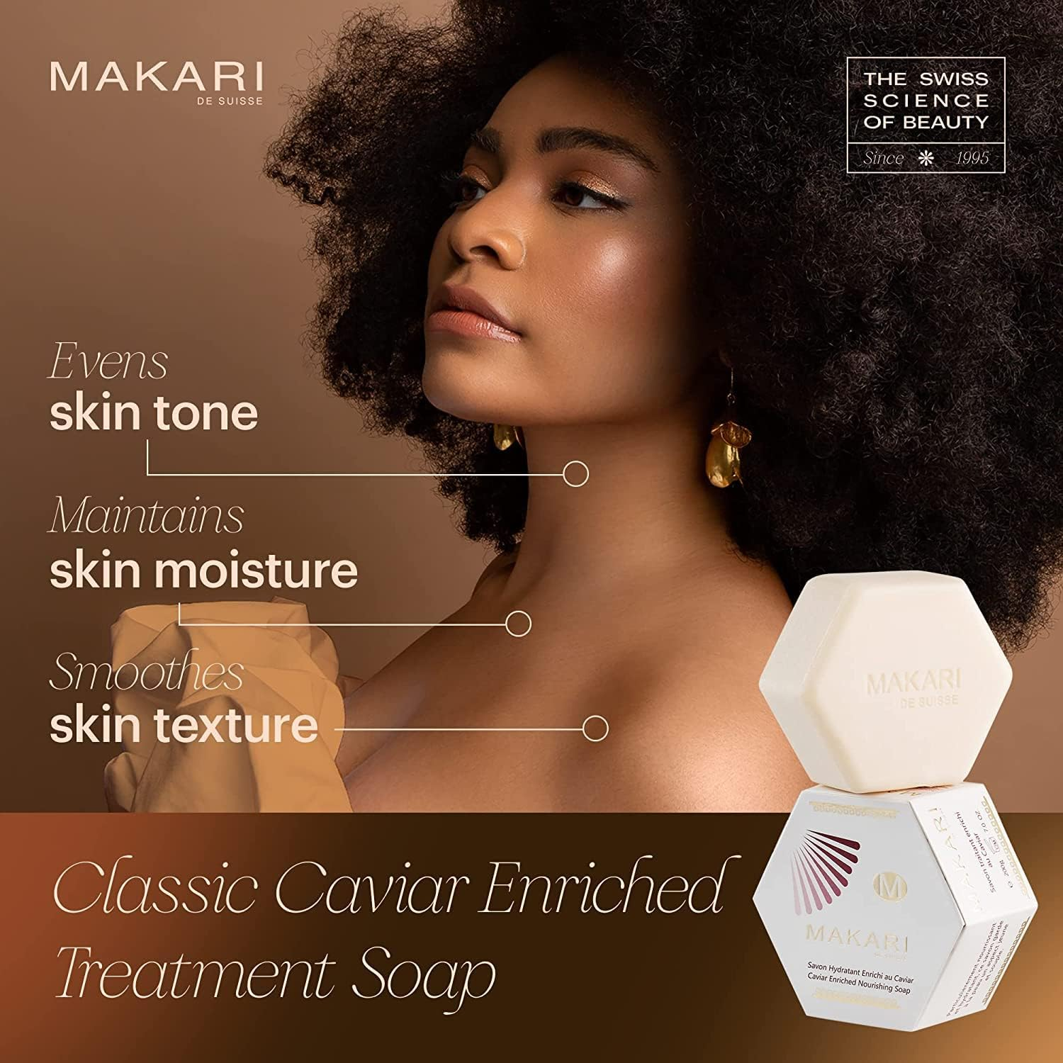 Makari Classic Caviar Enriched Treatment Soap 7.0 Oz &ndash; Moisturizing & Brightening Bar Soap for Face & Body &ndash; Anti-Aging Cleanser Combats Dryness, Dullness, Wrinkles & Blemishes