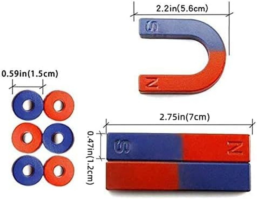 AOMAG Labs Junior Science Magnet Set for Education Science Experiment Tools Icluding Bar/Ring/Horseshoe/Compass Magnets image number 5