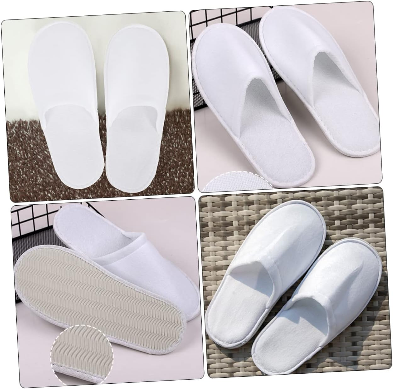 NIYANGLE 10Pairs Slip Slippers Indoor Outdoor Spa Unisex House Slippers Fuzzy Disposable image number 3