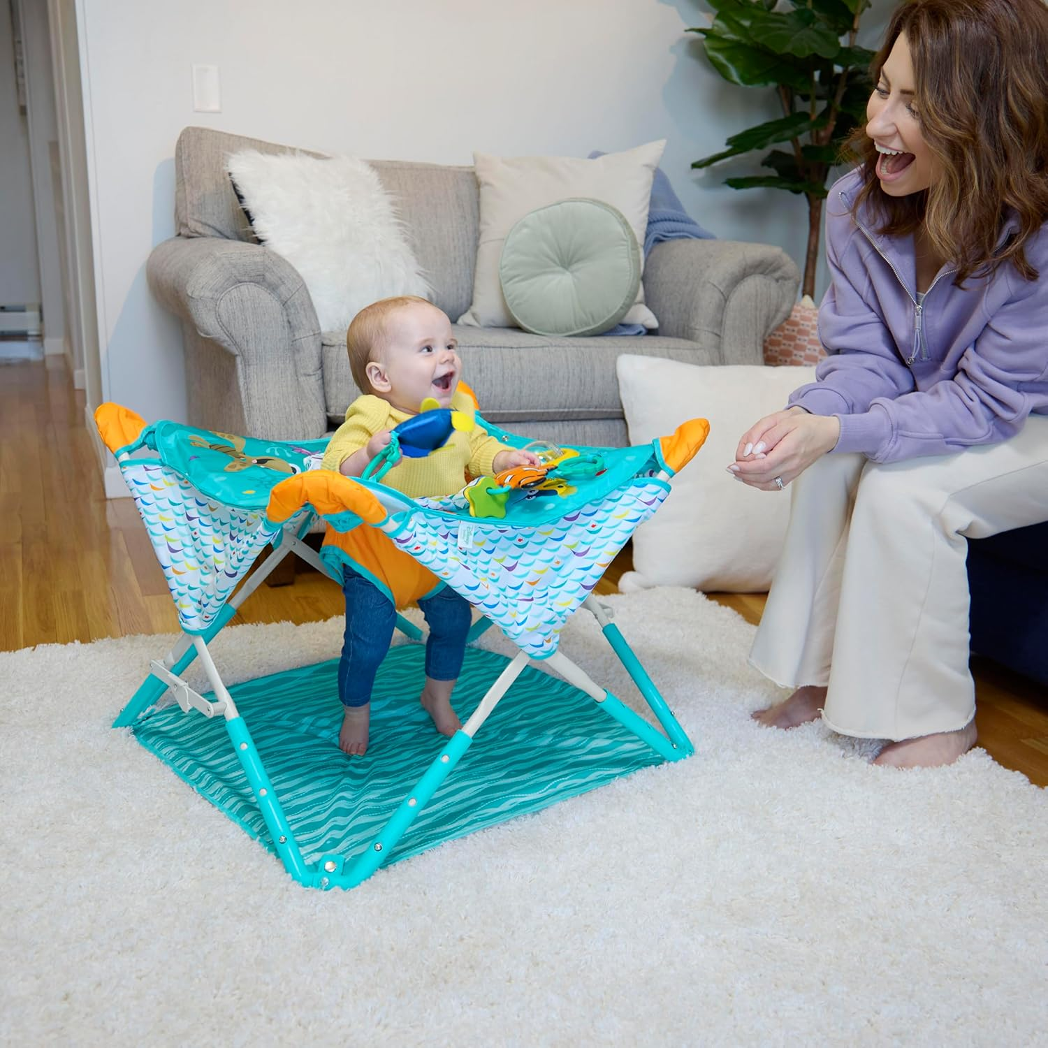 Disney Baby Finding Nemo Pop 'N Jump Foldable Activity Center by Bright Starts, Indoor/Outdoor, Unisex, 6 Months+ - Multicolored image number 5