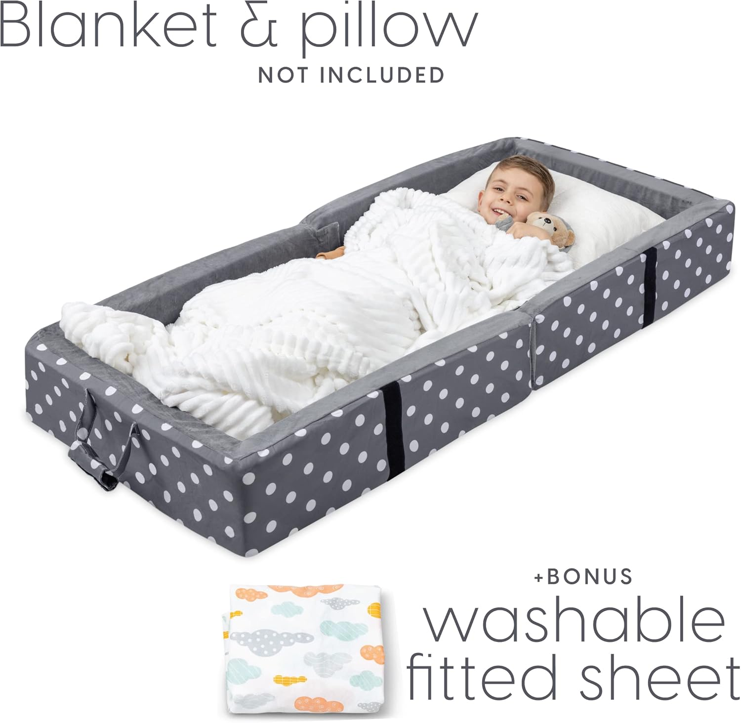 Milliard Folding Floor Sleeper Cot + Fitted Sheet for Toddlers and Kids,Travel,Washable Grey image number 5