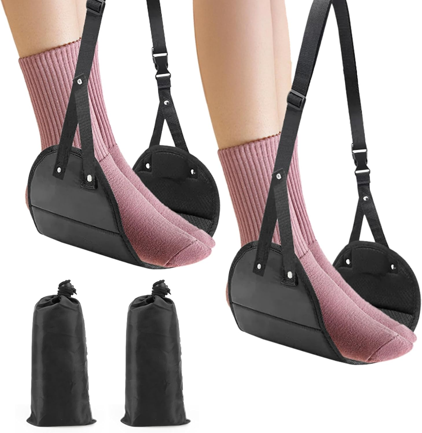 Airplane Foot Hammock Travel Essentials - Foot Rest under Desk for Flying and Plane Comfort - Repose Pied Flight Footrest