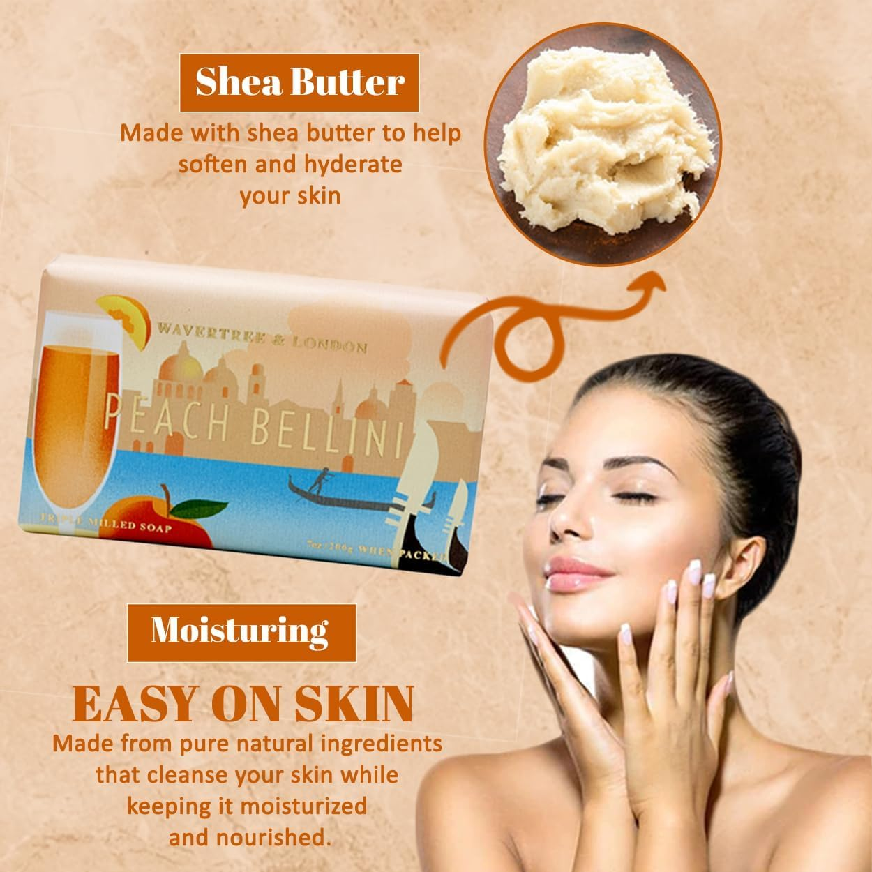 Wavertree and London Peach Bellini Soap Bar 200 G image number 3