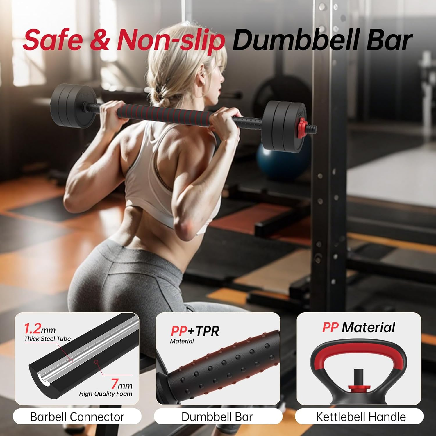 JOROTO JD10/JDS10/JDS30 Adjustable Dumbbell Set, 4 in 1 Weights Dumbbells Set with Connector, Weight Set for Home Gym Used as Barbell, Kettlebells, Push up Stand, Men Women Exercise Fitness Equipment image number 1