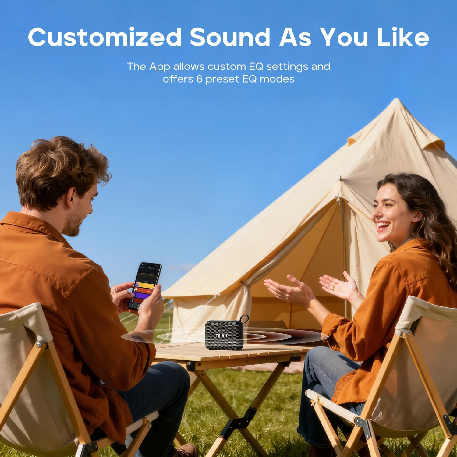 Tribit Pocketgo Portable Bluetooth Speaker, 20H Playtime, IP68 Waterproof/Dustproof, Wireless, BT6.0, Shower, Powerful Sound, Custom EQ, TWS, Support TF Card, Floatable, Type-C, Travel/Outdoors/Home - Blue image number 5