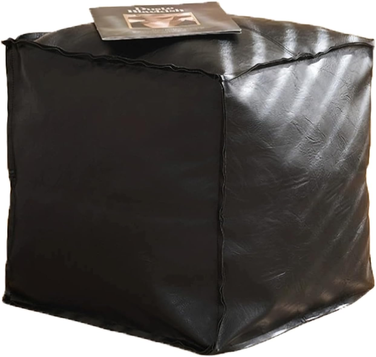 Unstuffed Pouf Ottoman Cover - Faux Leather Storage Pouffe Covers, Floor Cushion Footrest Seat Cover, Waterproof Square 41X41X38Cm (Cover Only)