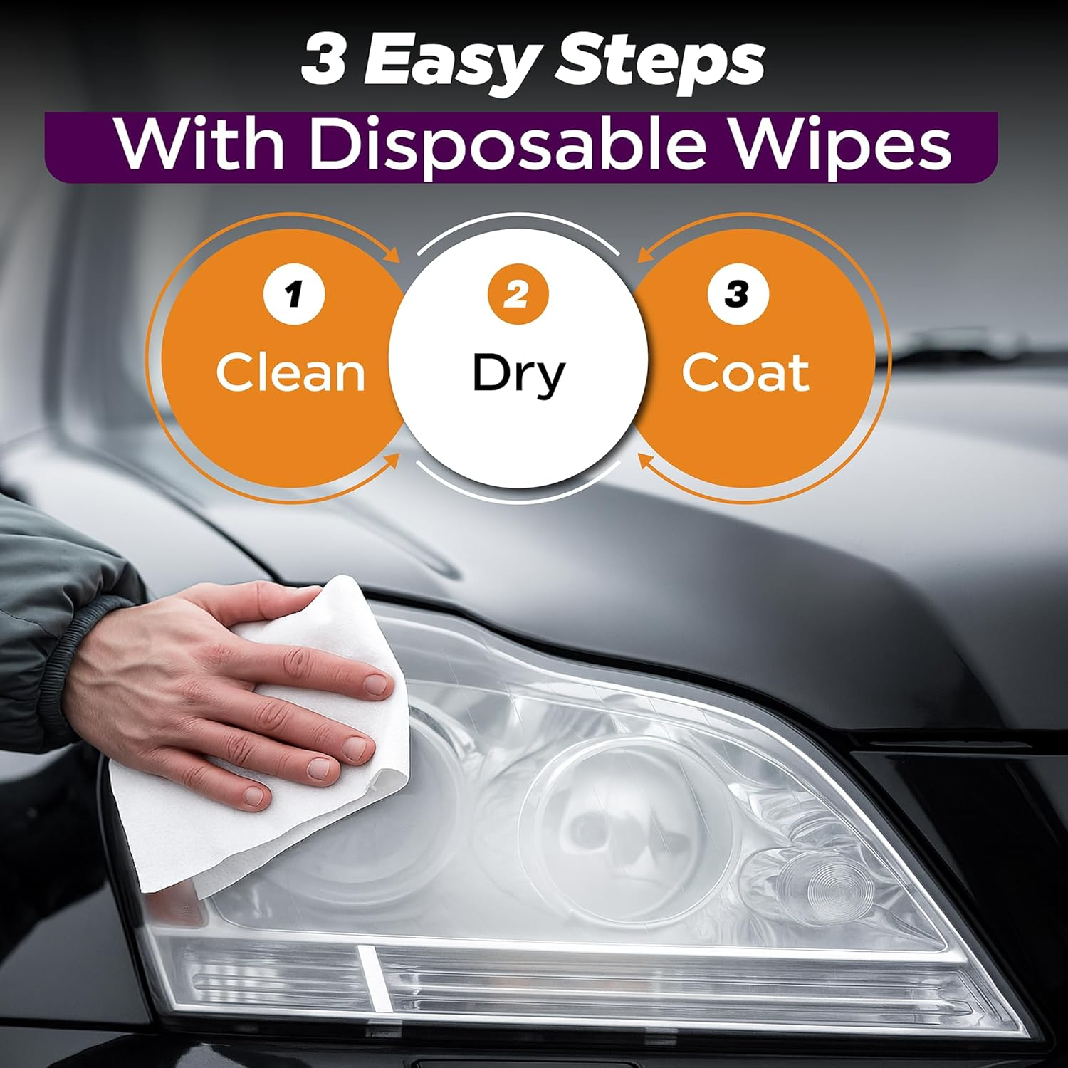 CLT Headlight Restoration Kit, Headlight Lens Cleaning Wipes image number 1