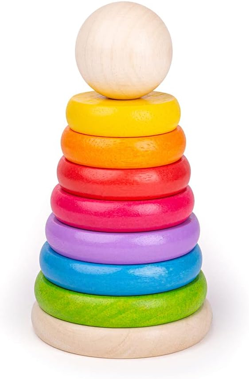 Bigjigs Toys, My First Rainbow Stacking Toy, Wooden Toys, Baby Toys, Wooden Stacking Toys, Ring Stacker, Toddler Toys, Wooden Toys for 1 Year Olds