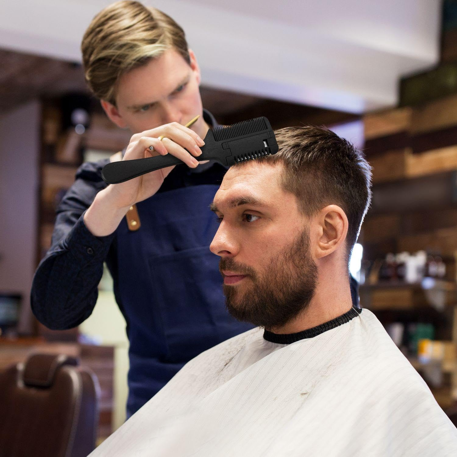 2 Pieces Hair Sharpener Hair Repair Tool Salon Tool DIY Hair Styling Accessories (Black, Blue) image number 4