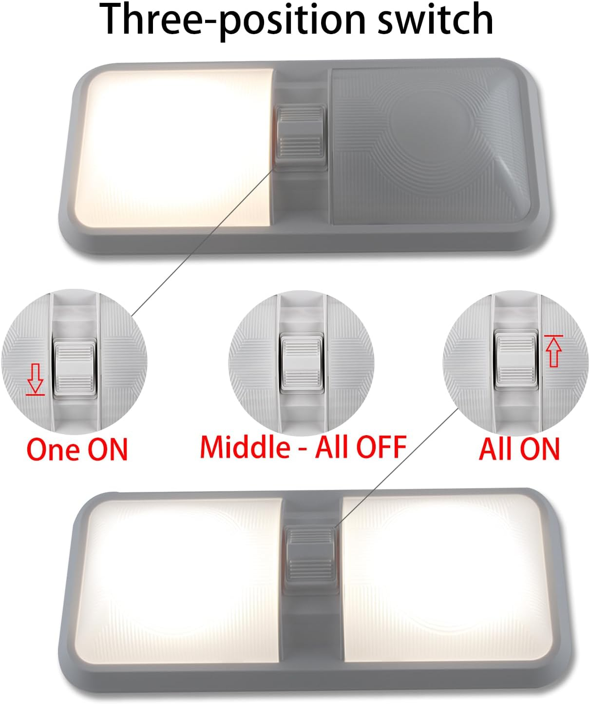 Bhanboth 2 Pack RV LED Lights Interior 12V, 8W 1000LM RV Ceiling Light with on off Switch, DC12-30V LED Light Fixtures for Camper Car Truck Motorhome Boat, Natural White 4000-4500K image number 3