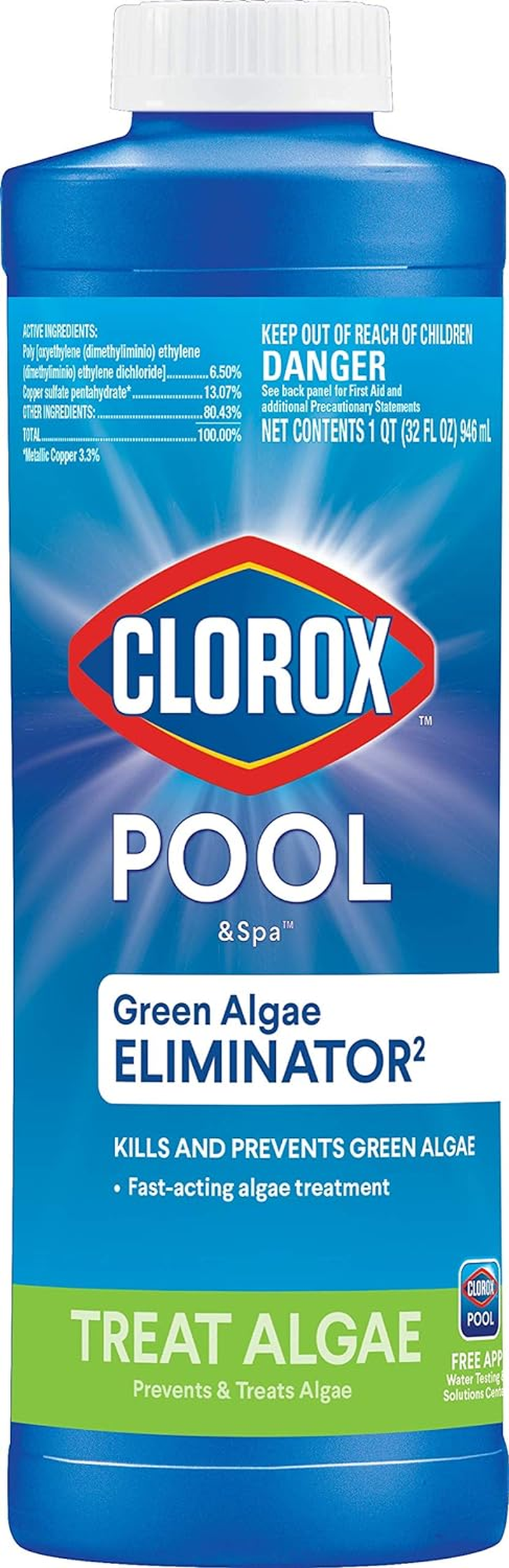 Clorox Pool&Spa Green Algae Eliminator 1-Quart 42032CLX image number 2