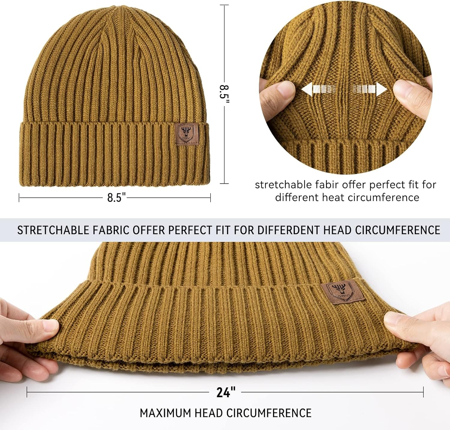 OZERO Winter Beanie Hat Warm Knit Skull Cap Thermal Thick Polar Fleece Snow Cap for Men and Women image number 1