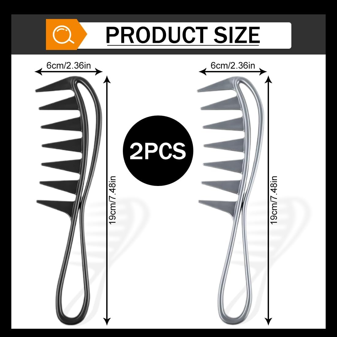 Pack of 2 Wide Tooth Comb, Wide Tooth Trowel, Professional Hairdresser Comb, Antistatic Coarse Teeth for Various Types of Hair, Hair Comb