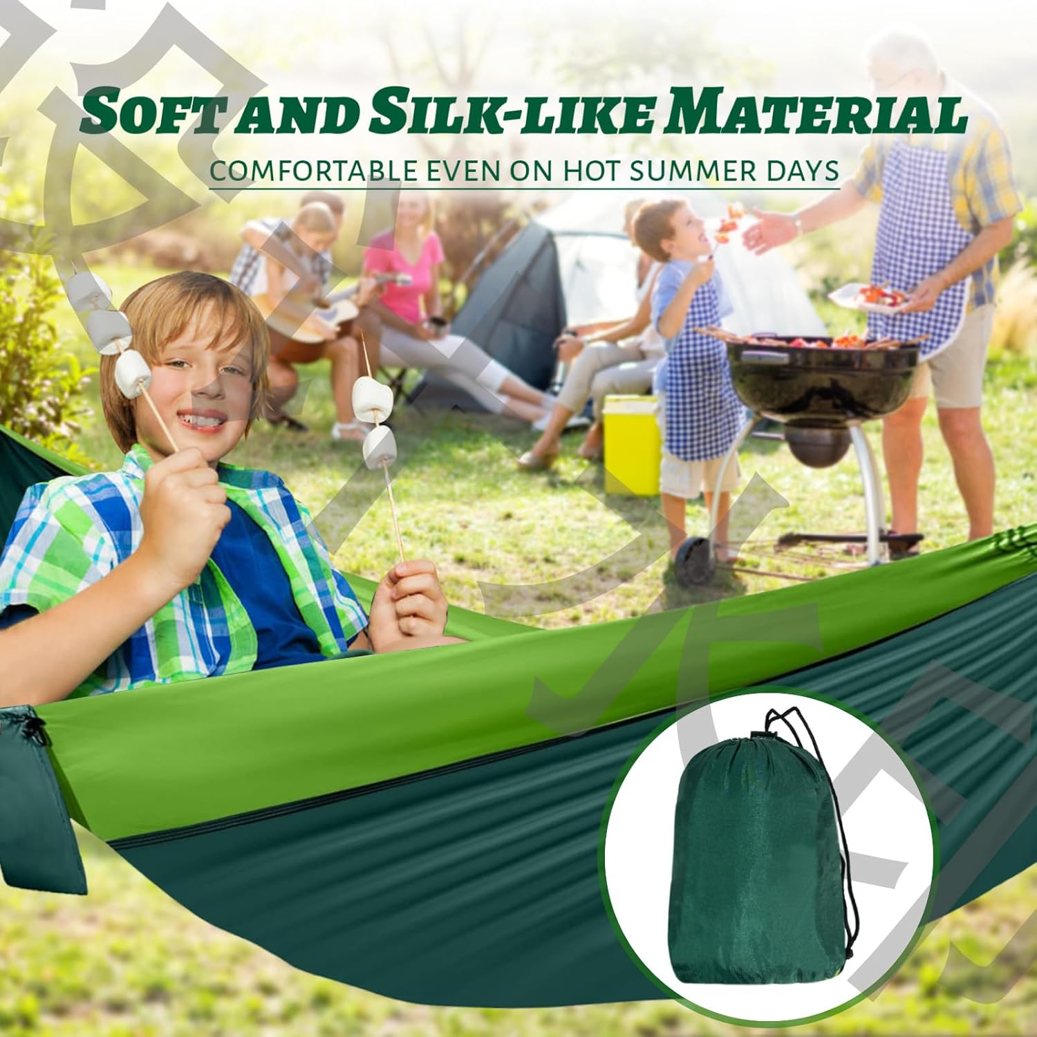 Ultralight Travel Camping Hammock | 450 Lbs Load Capacity, Breathable, Quick-Drying Parachute Nylon | 2 X Premium Carabiners, 2 X Nylon Slings Included | Suitable for Outdoor and Indoor Gardens