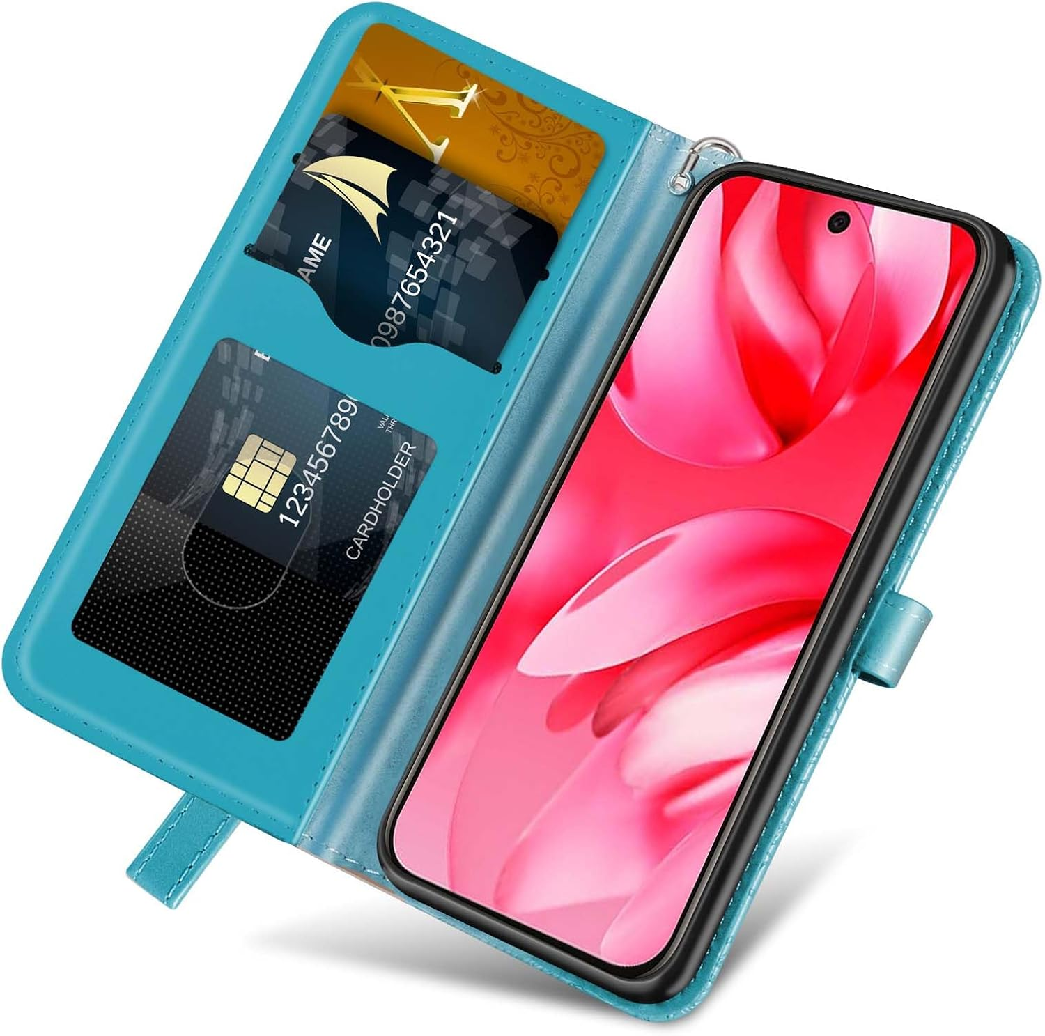 CXTCASE for Google Pixel 9A Case PU Leather Folio Flip Cover with Card Slots, Magnetic Wallet Phone Case for Google Pixel 9A - Blue image number 2