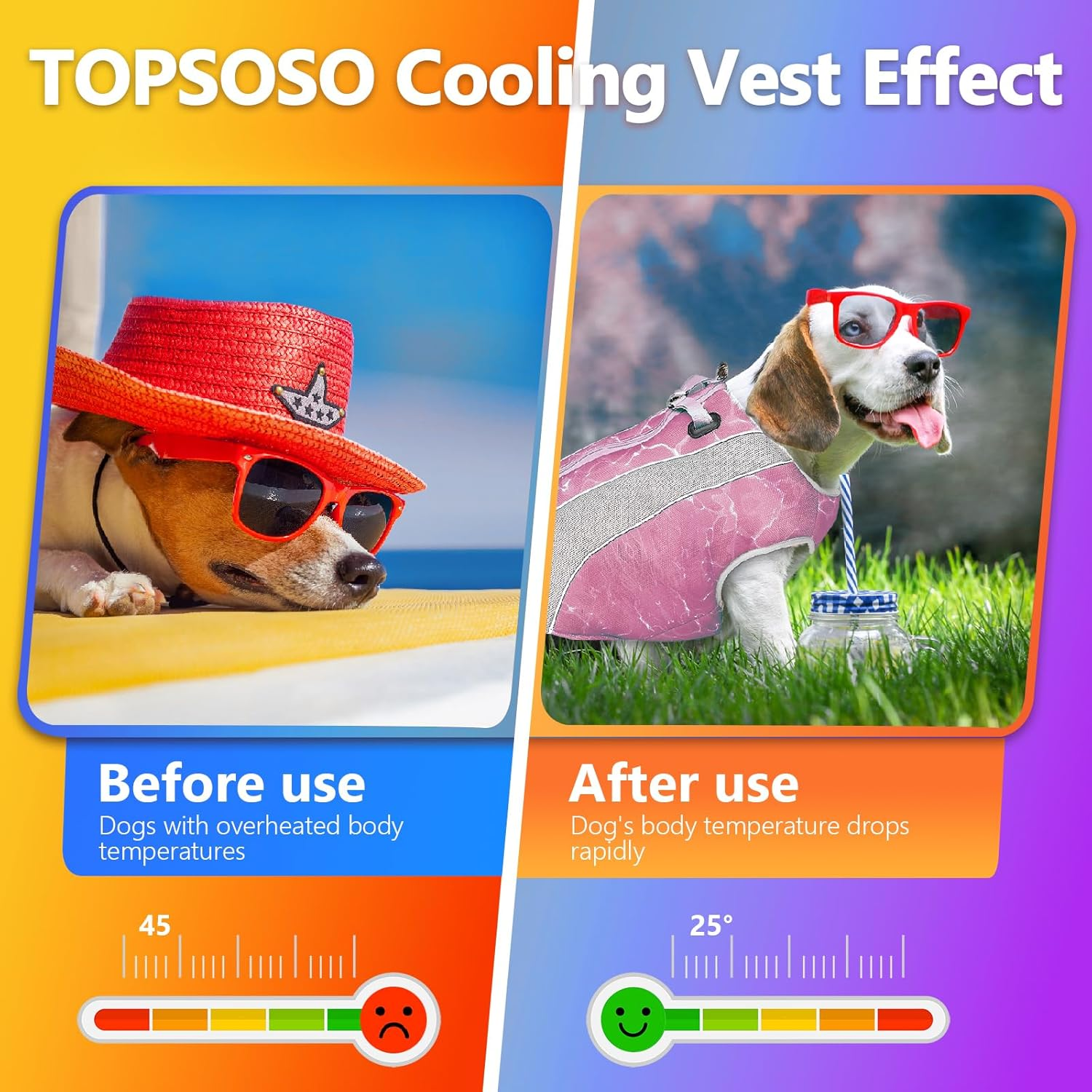 TOPSOSO Cooling Vest for Dogs with Double Adjustable Zips, Breathable Sun Protection, Cooling Vest Dog, Effective Dog Cooling Vest for Summer Outdoor Training and Camping (Pink, S)