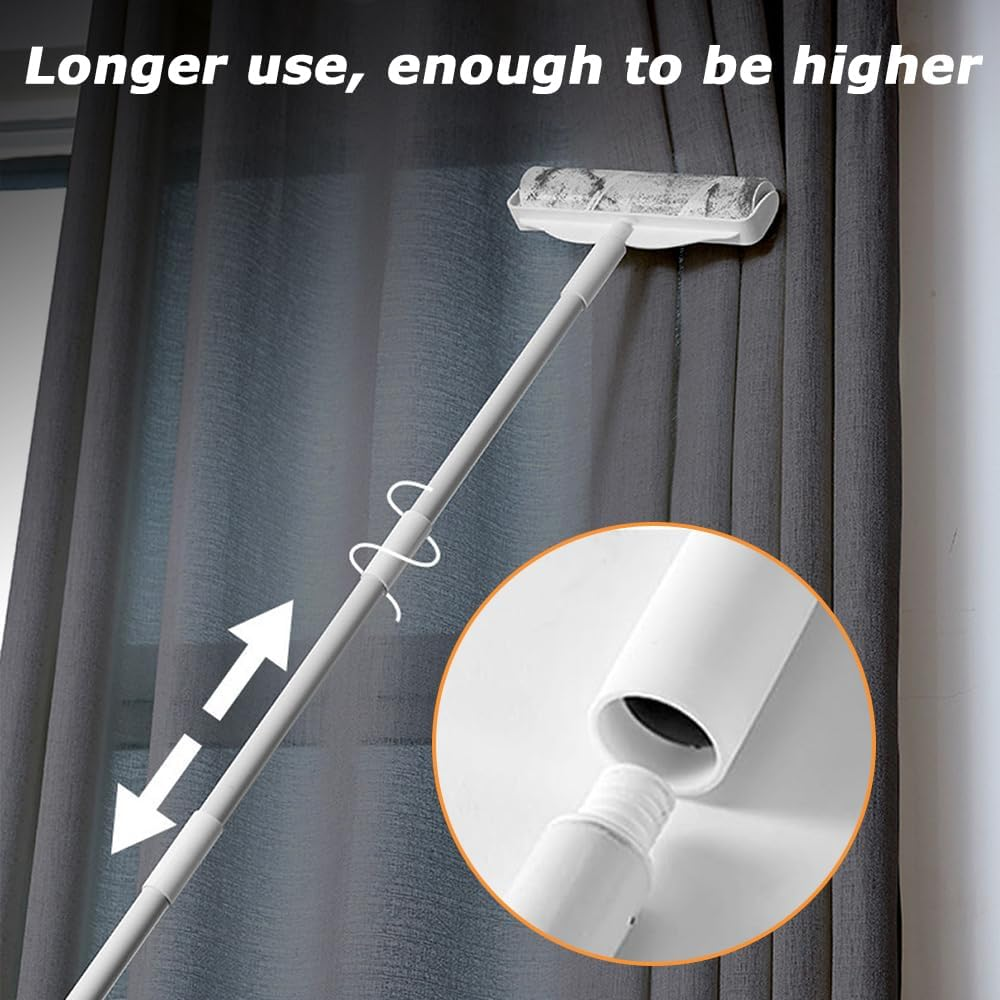 MOTRAIN Extra-Long Handle Sticky Lint Roller, Large Pet Hair Remover for Furniture, Floors & Clothes, Adhesive Refills Included, Reusable for Couches, Curtains, Carpets & Car Seats image number 4