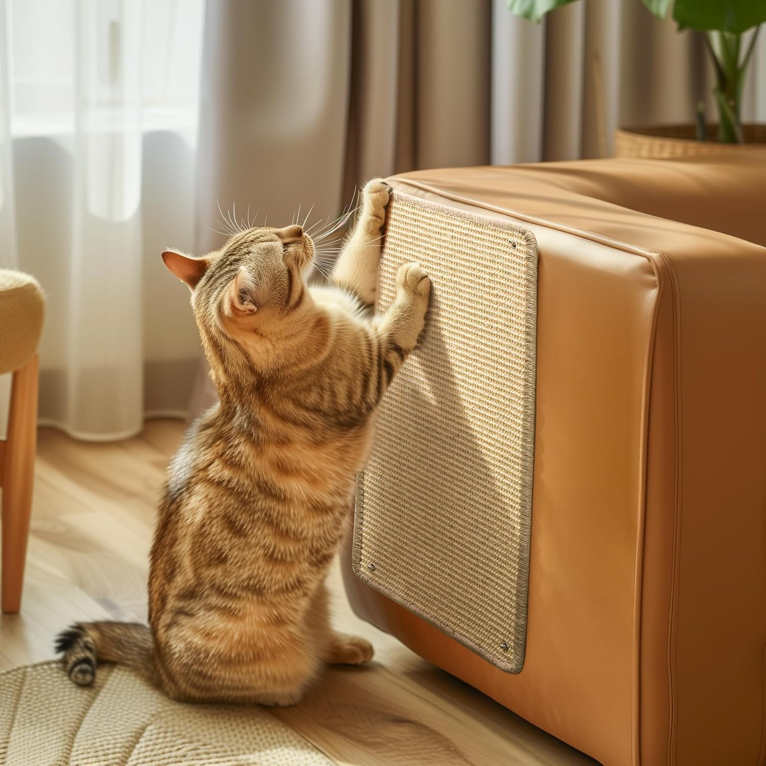 Cat Scratcher Mat - Sisal Cat Scratching Post for Indoor Cats Kitten, Wall Floor Mount Double-Sided Cat Scratch Pad with Adhesive Screw, 60CM X 30CM Reinstallable Furniture Protector image number 1
