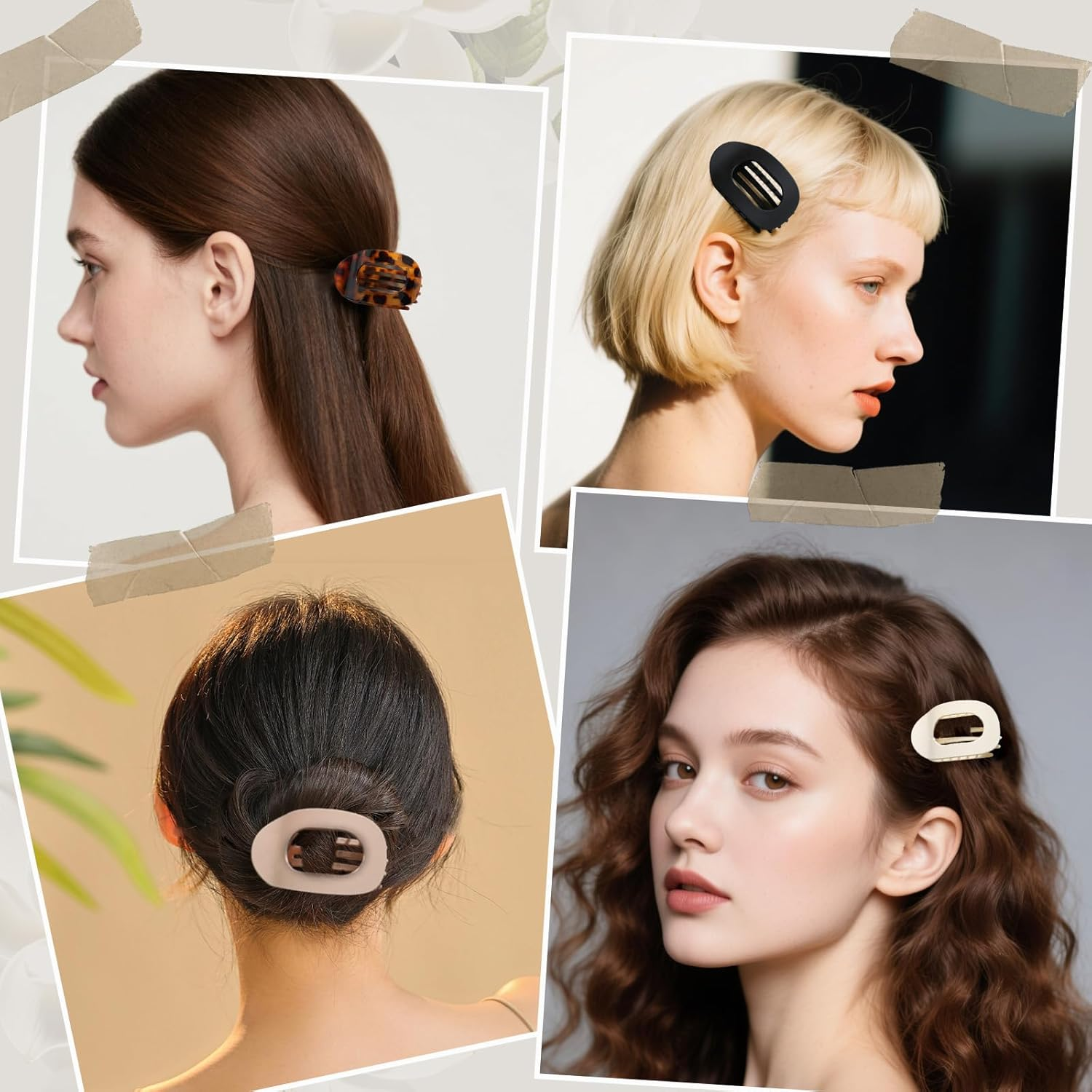 SI SEN Pack of 6 Flat Women'S Hair Clips, Flat Claw Clip, Strong Hold Side Hair Clips, for Thin and Thick Hair, Curved Design for Lying Down image number 6