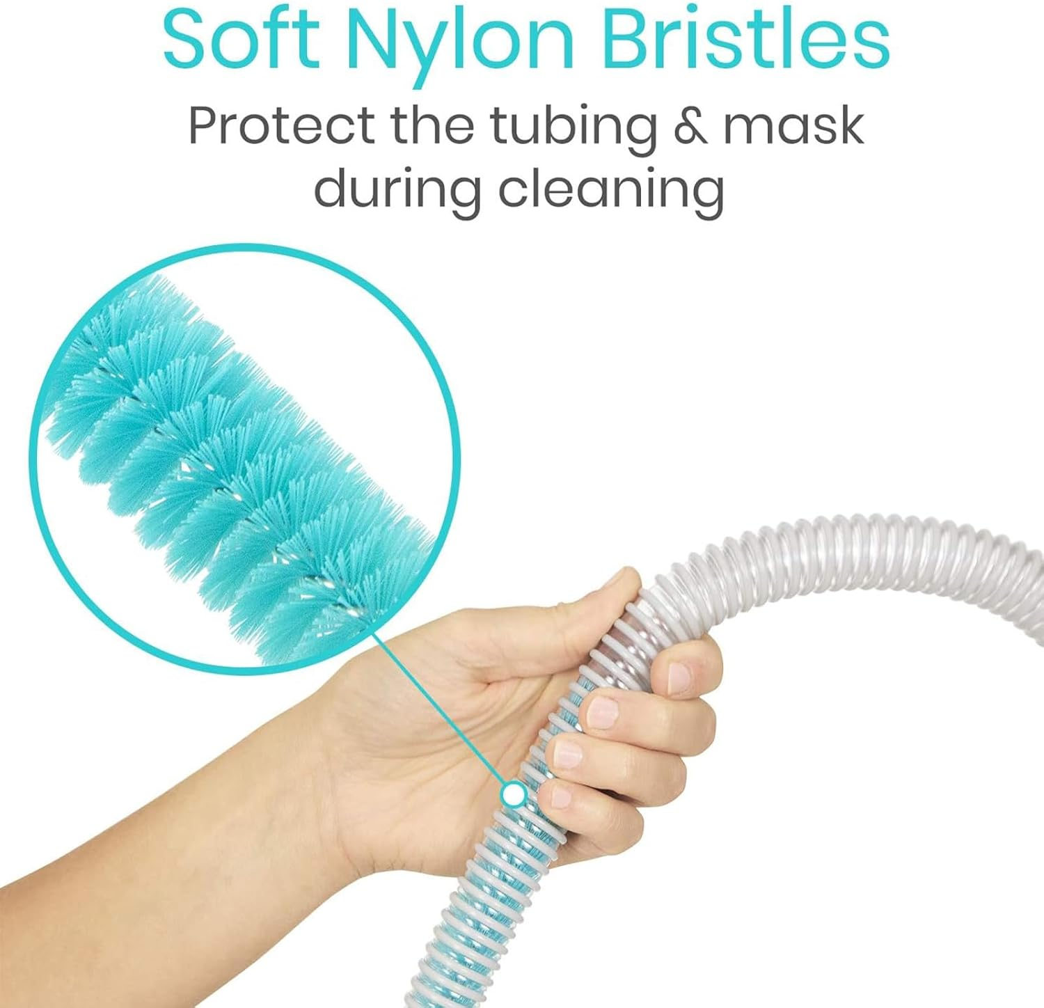Universal CPAP Tube and Mask Cleaning Brush - Stainless Steel Cleaner for CPAP Hoses and Mask - Wire Bristle Solution - Portable, Flexible and to Easily Clean Standard Tubing Kit (Blue) image number 3