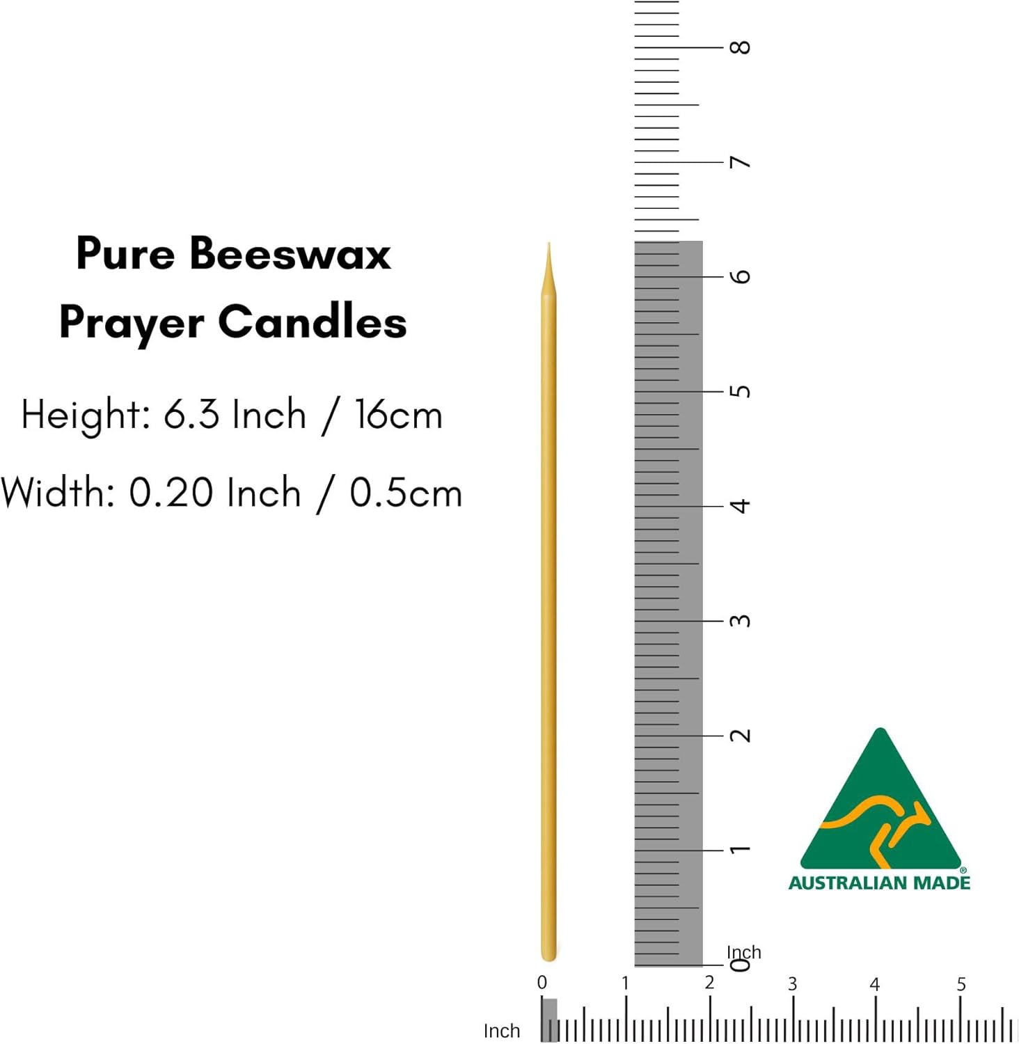 Luxora Pure Beeswax Candles - Honey-Scented, Decorative Thin Taper Candles - Ideal for Birthday Decoration or Church Prayers - Drip Free, Tall & Smokeless Pack of 50 Pcs, (50Pcs, 5Mm X 160Mm)