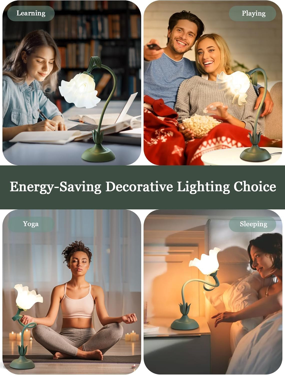 Flower Table Lamp,Led Reading Light Bedside Vintage Flower Night Light,3 Colors Modes Kawaii Bedside Lamps Decor,Living Room Bedroom Room Lighting Table Lamps Home Decoration image number 4