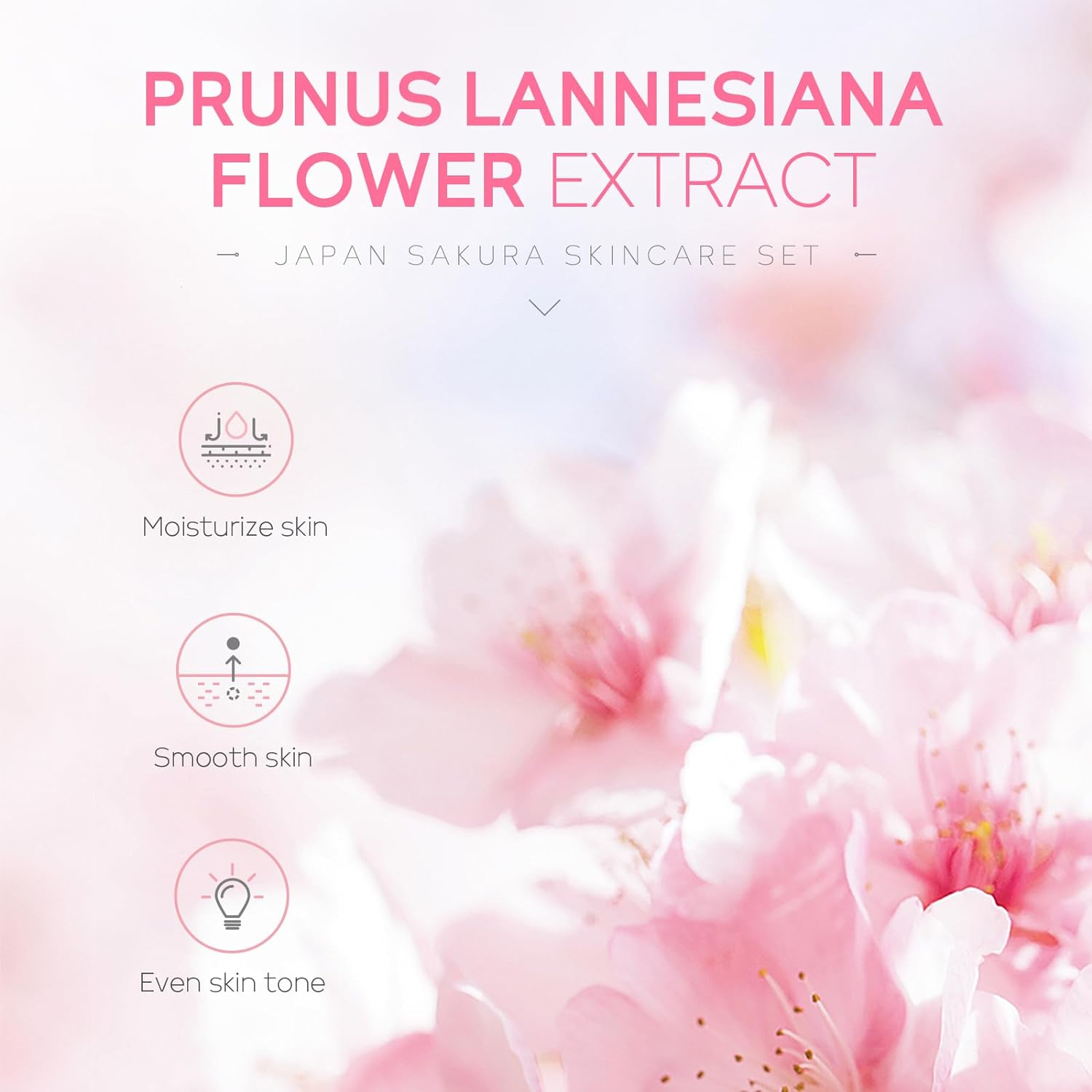 LAIKOU Skin Care Set JAPAN SAKURA Women Beauty Gift Sets Skin Care Kit with Cleanser, Toner, Serum, Eye Cream, Face Cream Travel Kit for Women Teen Girls Mom Daughter Birthday Tsa-Friendly Sizes 5Pcs image number 5