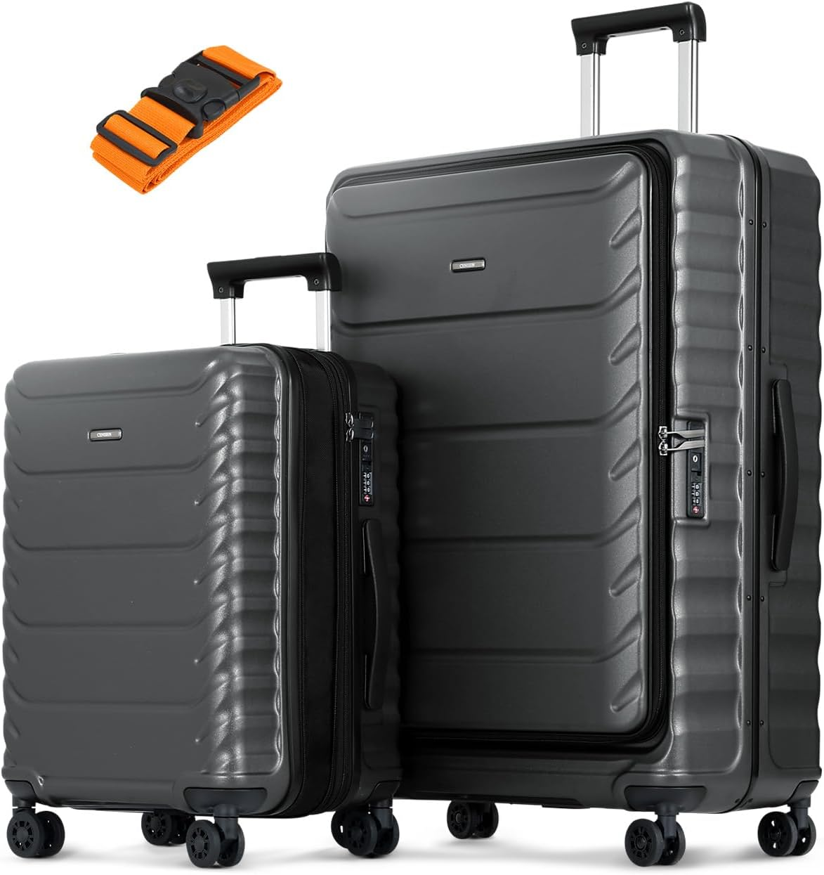 CENSIEN Checked Luggage, 28 Inch Luggage with Spinner Wheels, Large Suitcase with Lightweight PC Hard Shell, Aluminum Frame, Top Opening, YKK Zipper, TSA Lock (Dark Green, 1PC)