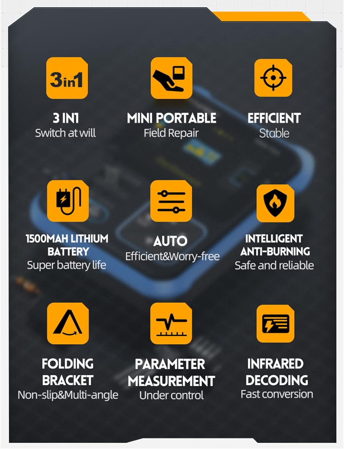 Handheld Digital Oscilloscope, 3 in 1 Handheld Oscilloscope Multimeter with 500Khz Bandwidth, 10Msa/S Sampling Rate, 2.4Inch TFT LED Screen Portable Digital Oscilloscope Kit (High Configuration) image number 5