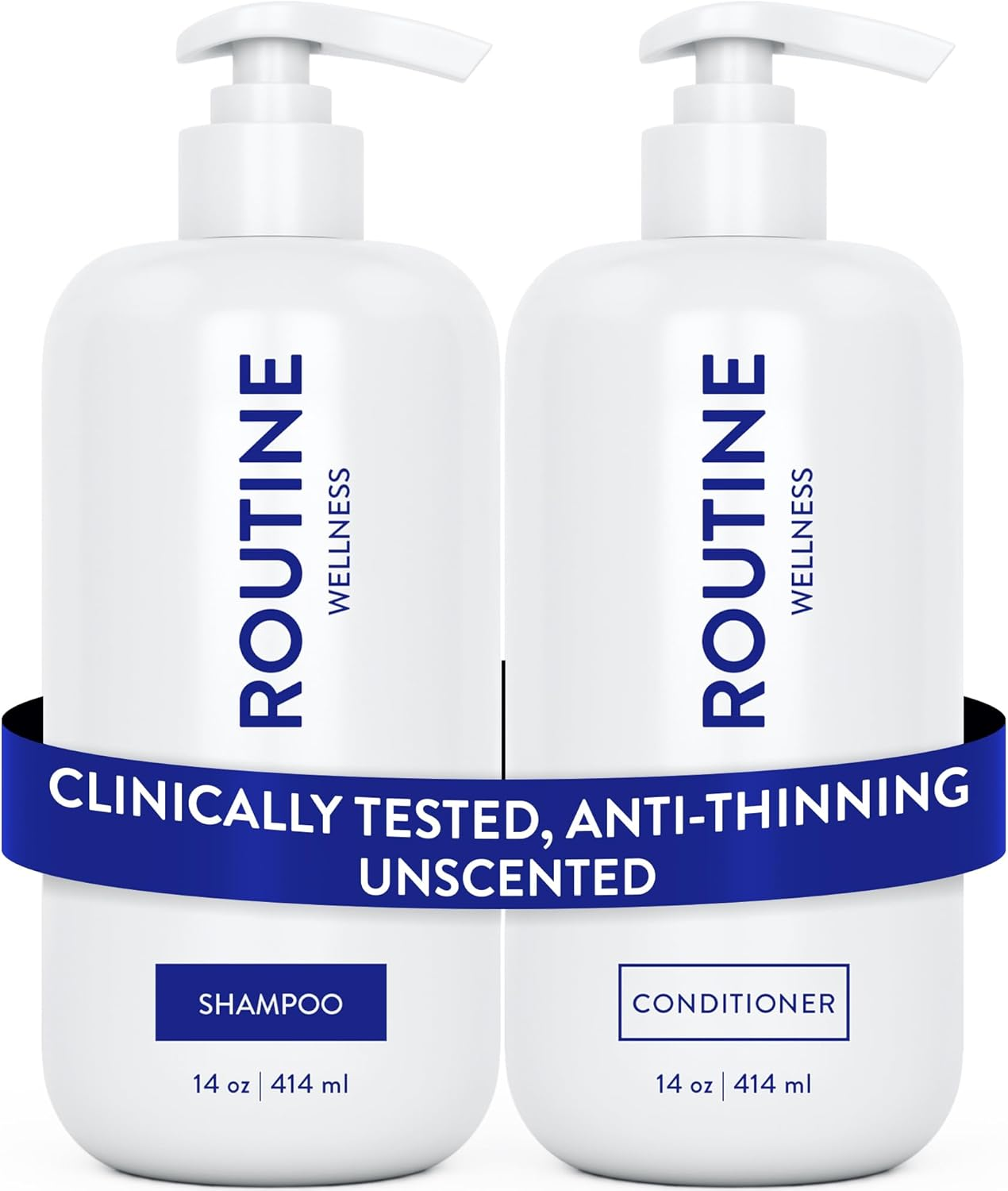 Routine Wellness Shampoo and Conditioner Set for Stronger Hair - Biotin | Color Safe | Sulfate-Free | Vegan | Clinically Tested | Nourishing Oils and Vitamins - Unscented 14Oz (Pack of 2) image number 3